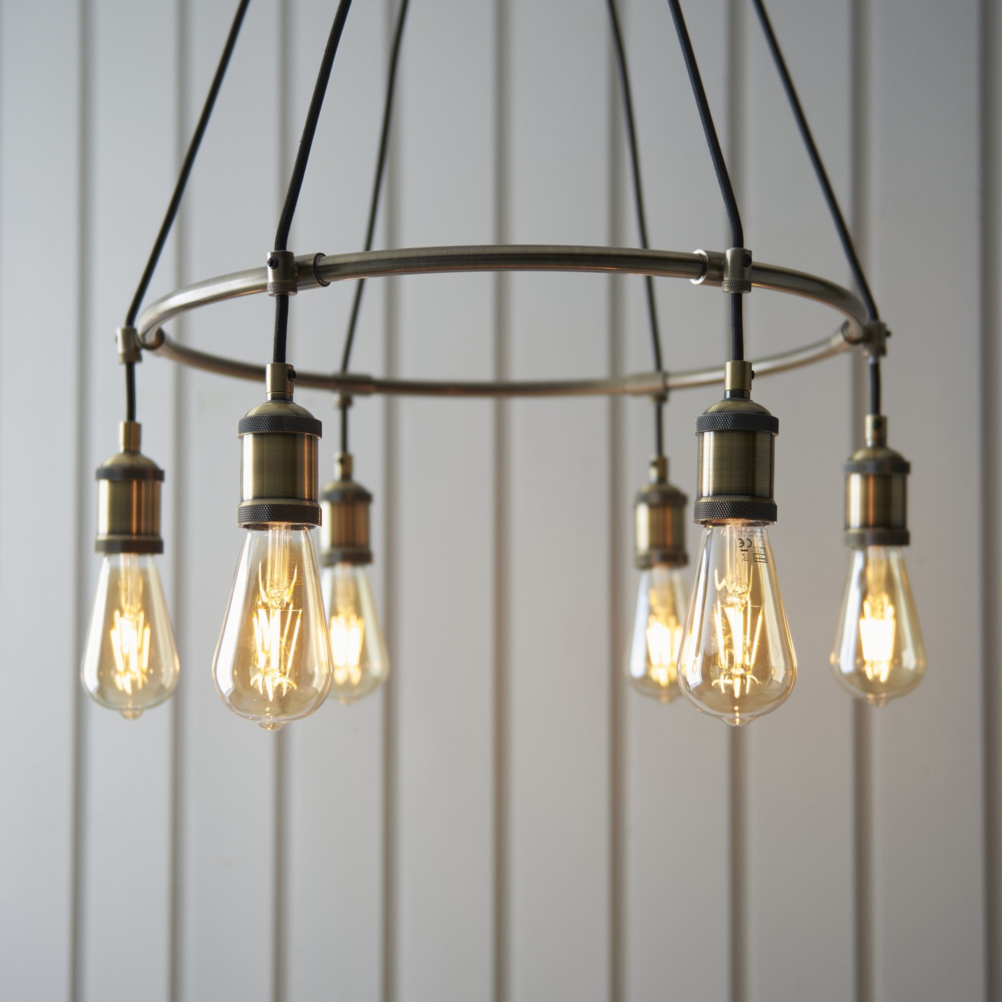 Endon Hal 6 Light Pendant - Antique Brass