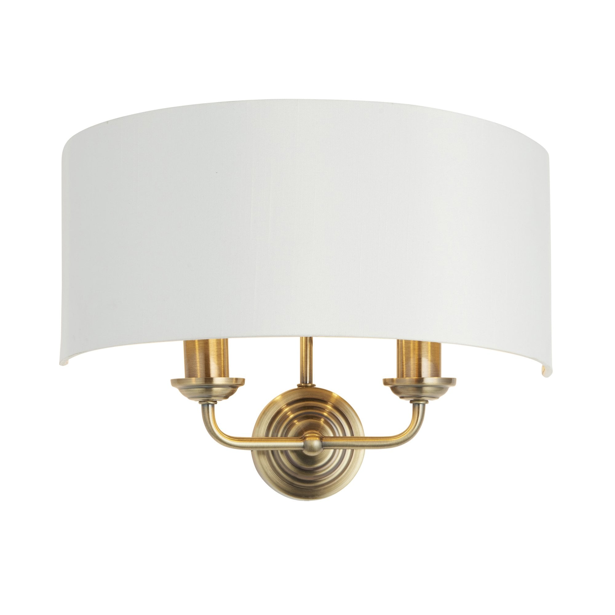 Endon Highclere 2 Light Wall Light - Antique Brass & Vintage White