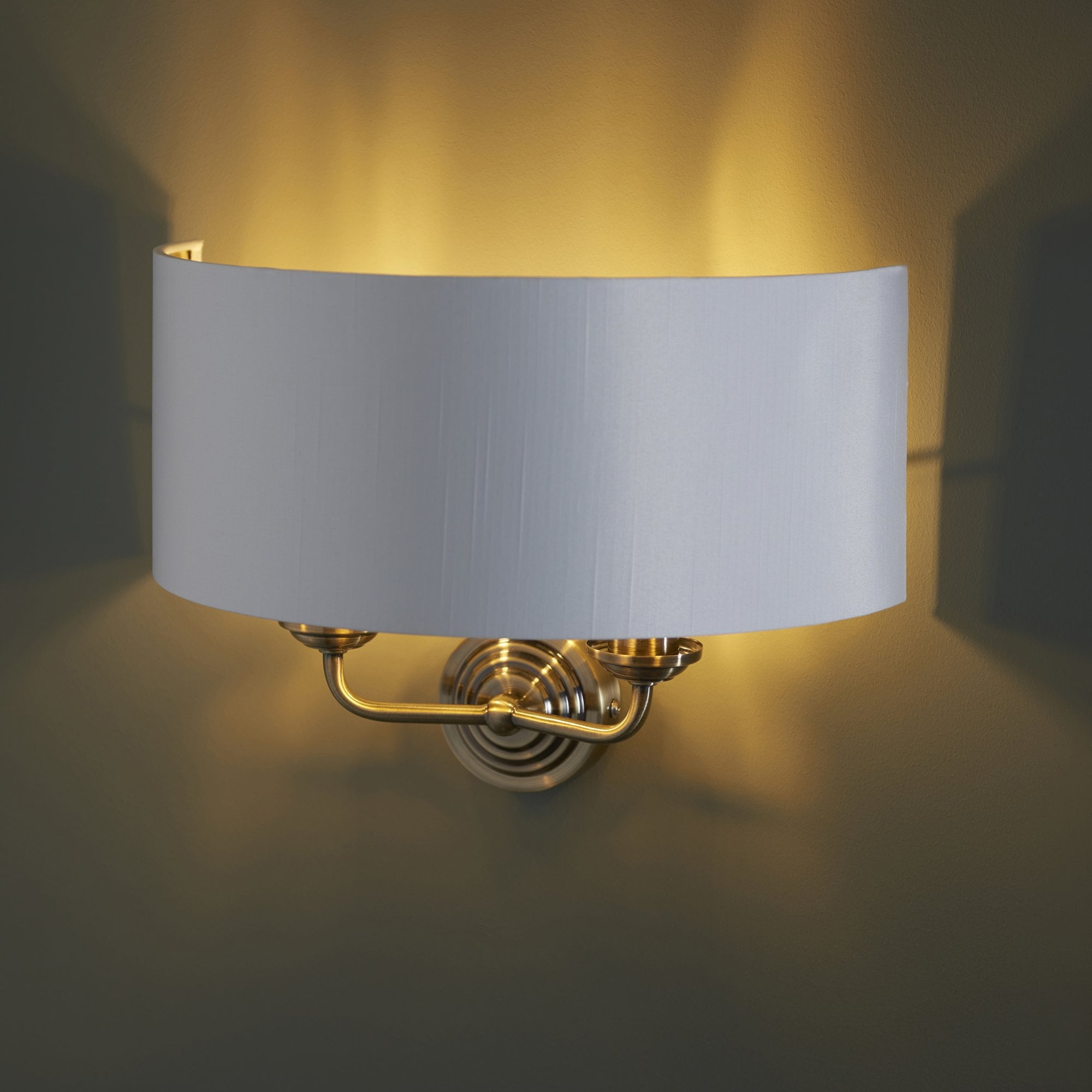 Endon Highclere 2 Light Wall Light - Antique Brass & Vintage White