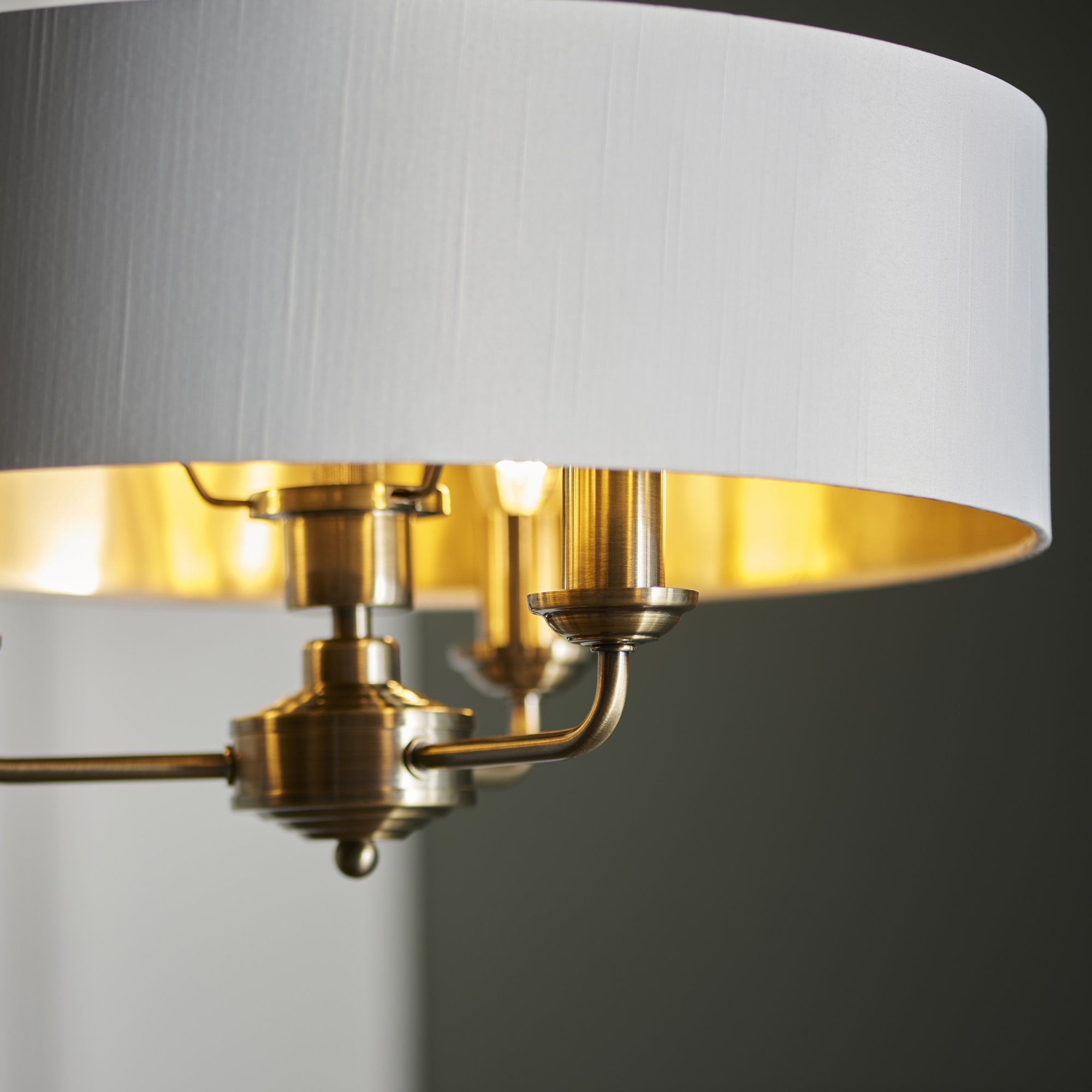 Endon Highclere 3 Light Pendant - Antique Brass & Vintage White
