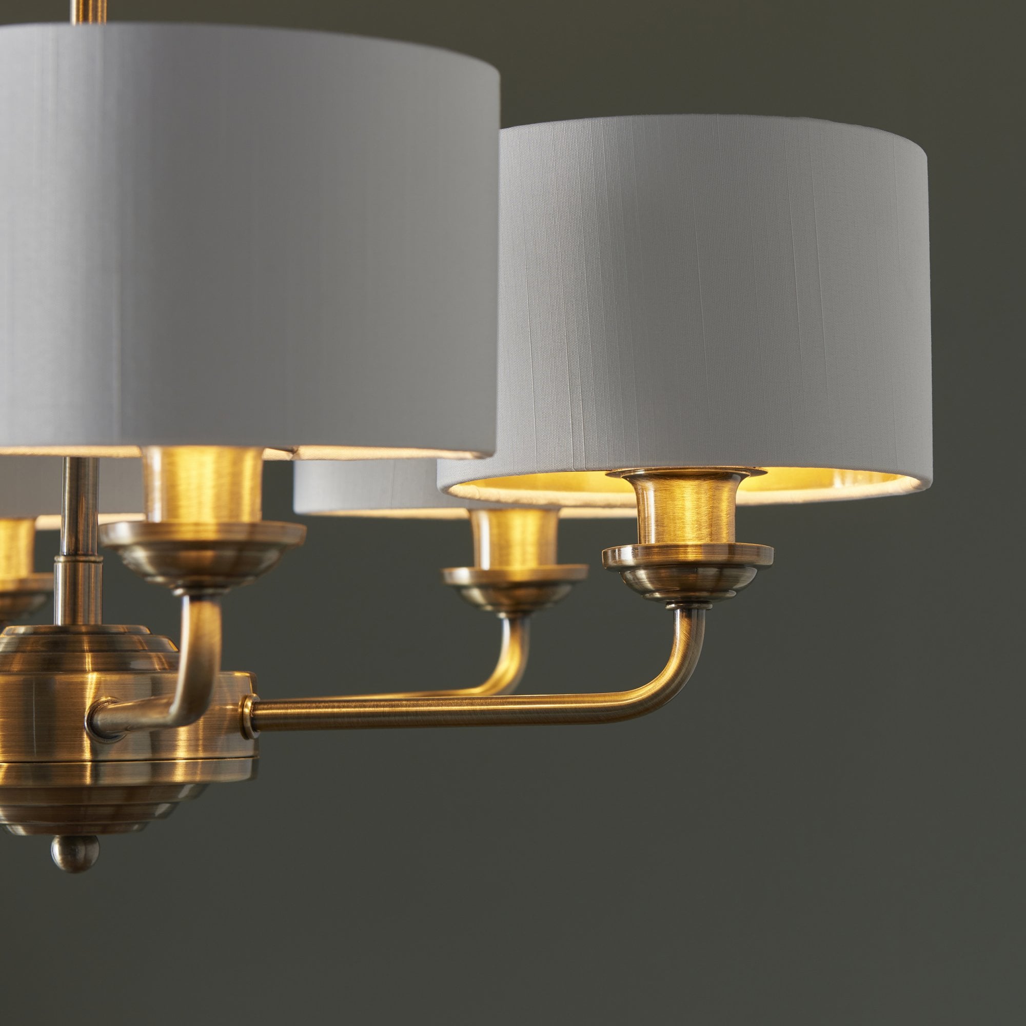 Endon Highclere 6 Light Arm Pendant - Antique Brass & Vintage White