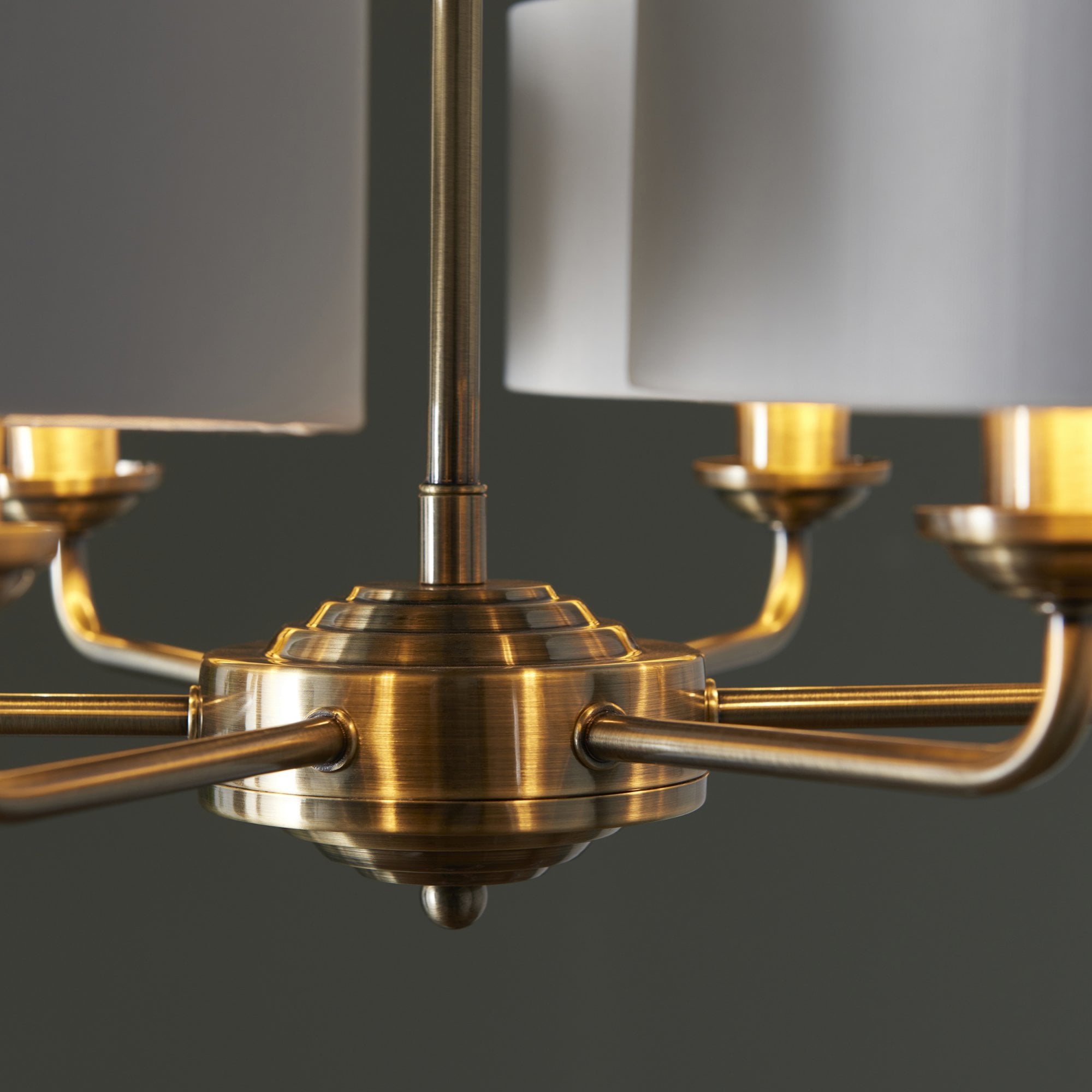 Endon Highclere 6 Light Arm Pendant - Antique Brass & Vintage White