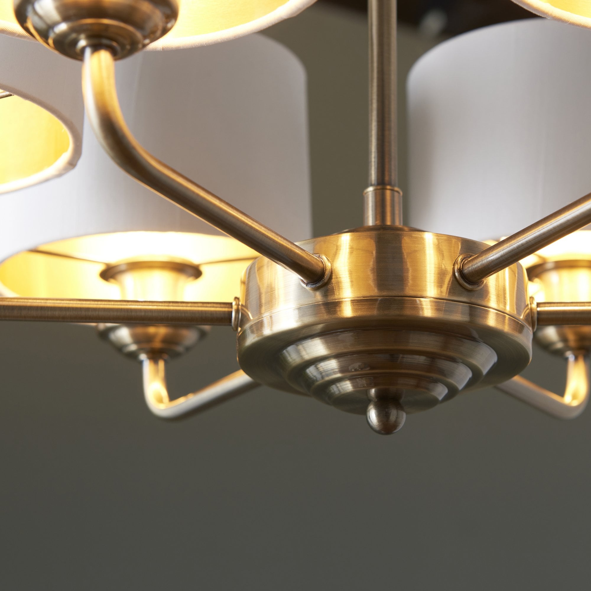 Endon Highclere 6 Light Arm Pendant - Antique Brass & Vintage White