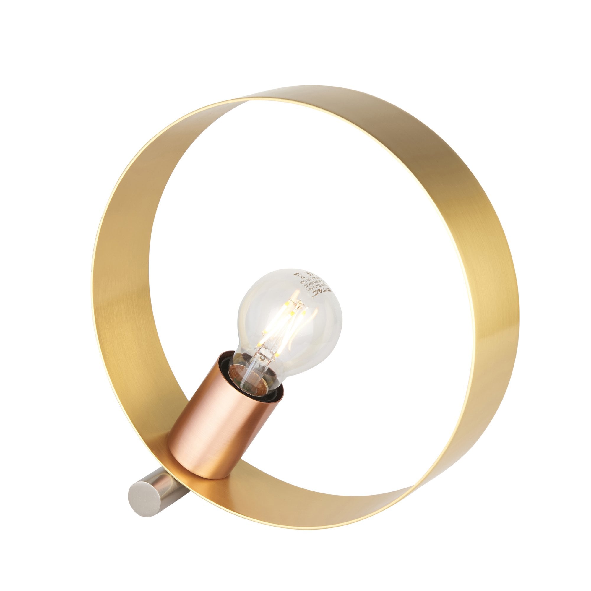 Endon Hoop Single Table Lamp - Brushed Copper, Nickel & Brass