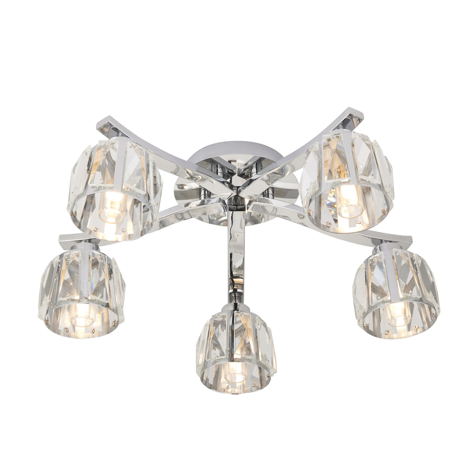Endon Ria 5 Light IP44 Semi Flush - Crystal & Chrome