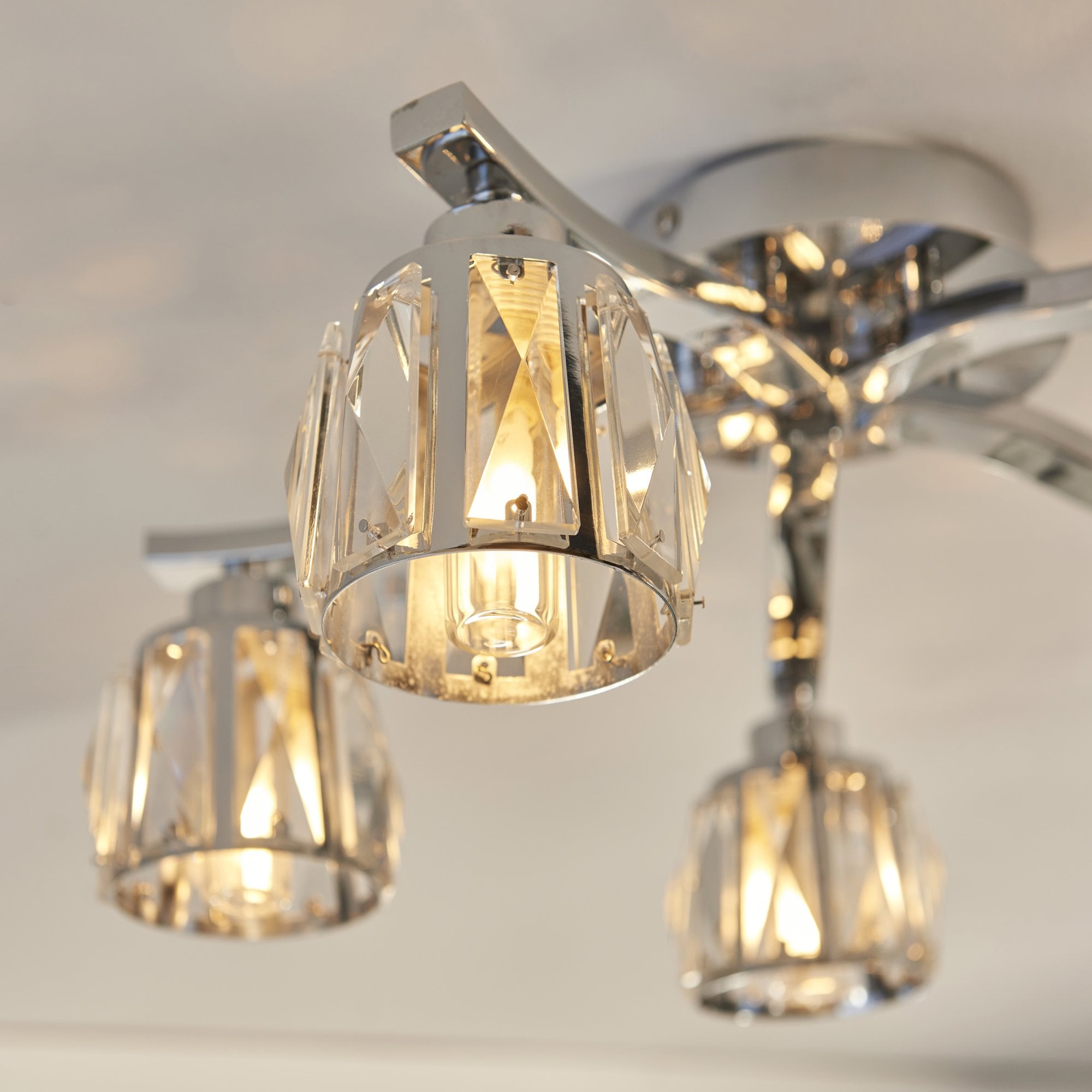 Endon Ria 5 Light IP44 Semi Flush - Crystal & Chrome