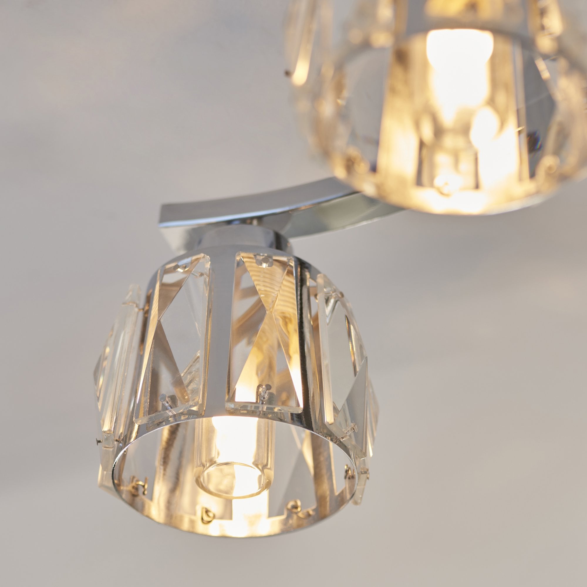 Endon Ria 5 Light IP44 Semi Flush - Crystal & Chrome