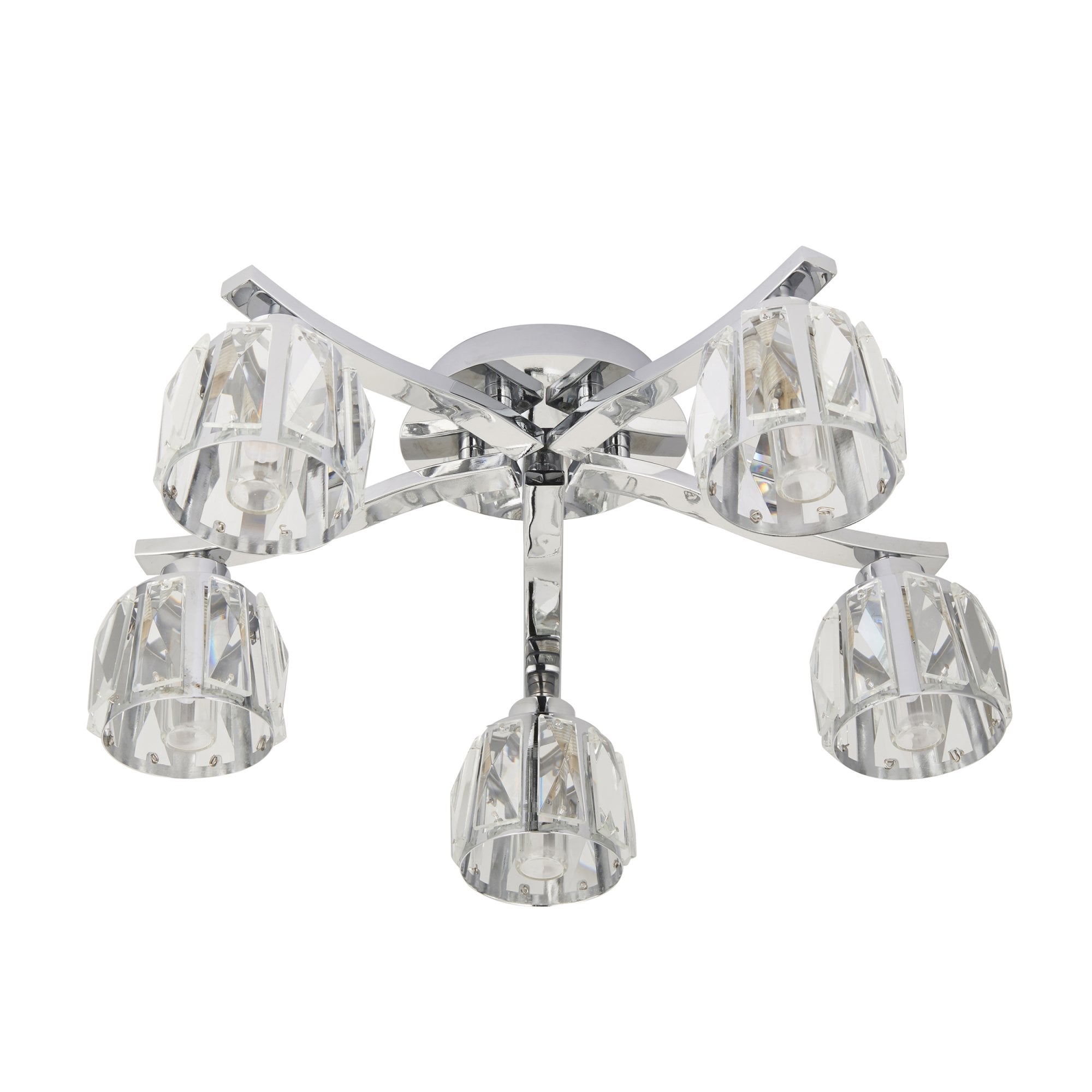 Endon Ria 5 Light IP44 Semi Flush - Crystal & Chrome