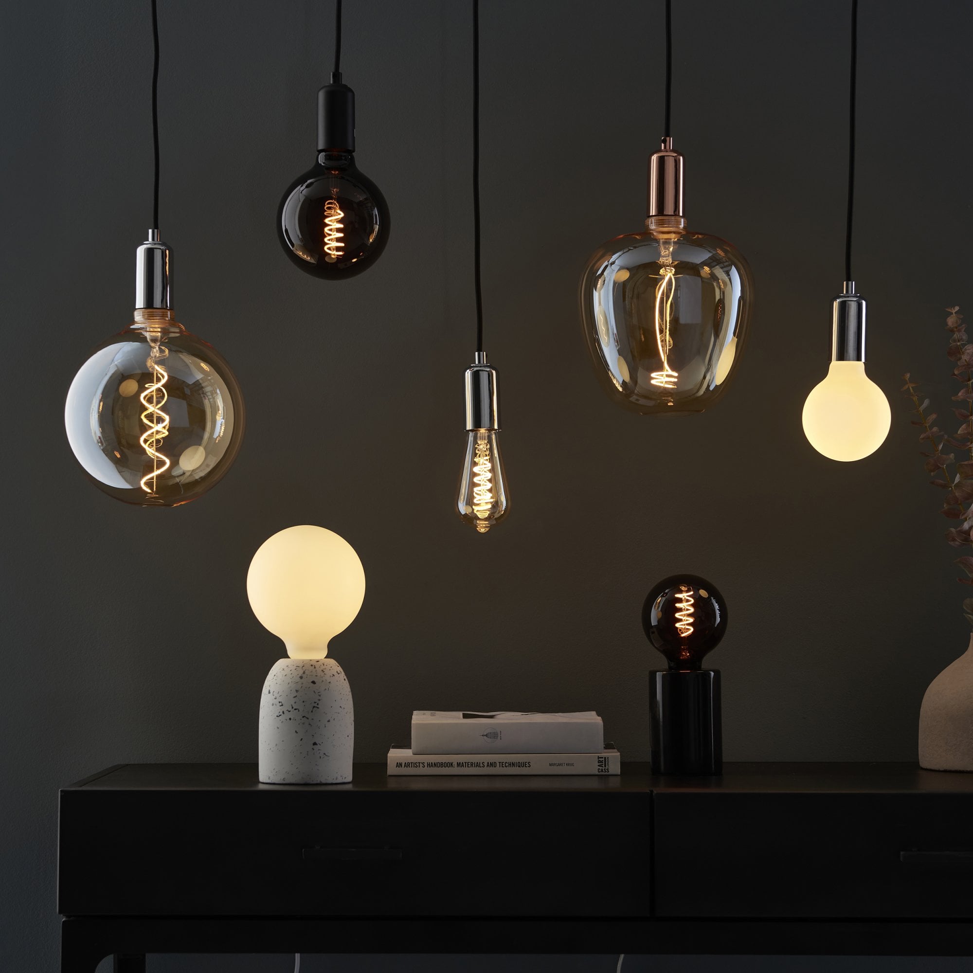 Endon Twist E27 LED 4W Filament Bulb - 2200K - Dimmable - Amber Glass