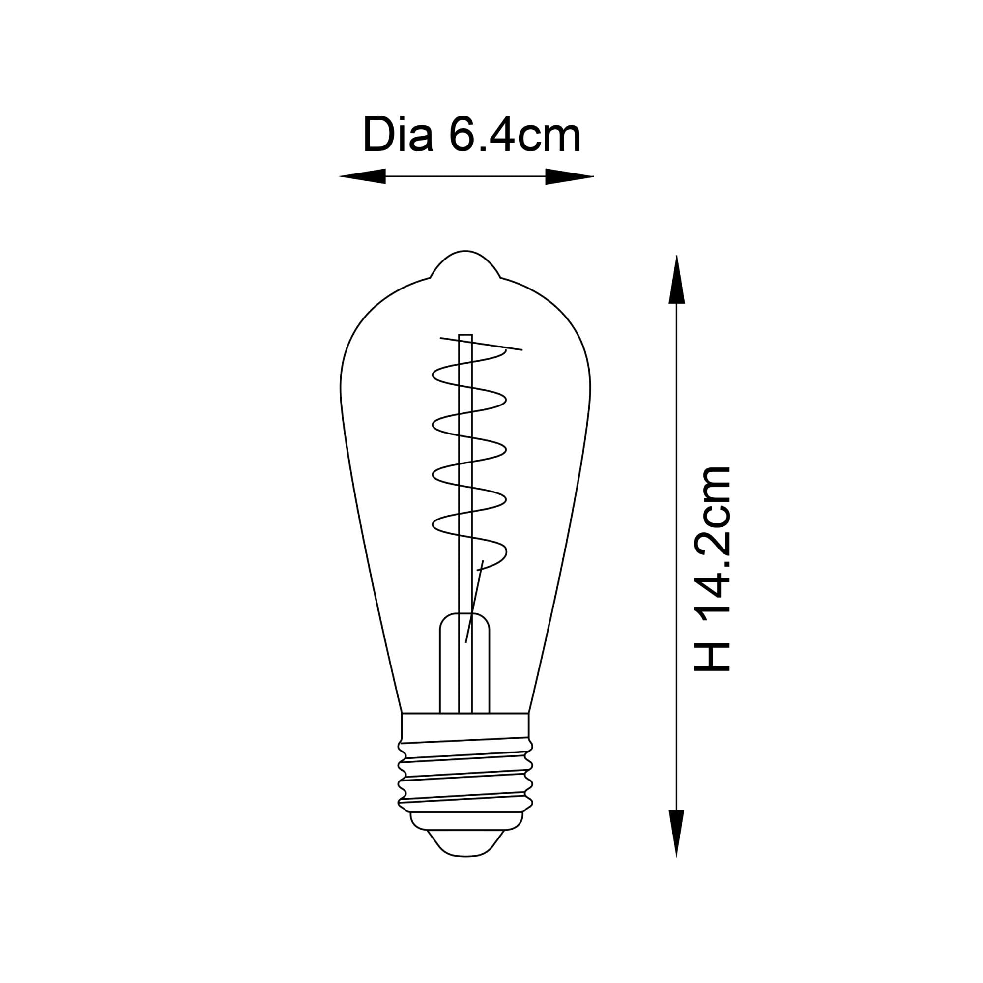 Endon Twist E27 LED 4W Filament Bulb - 2200K - Dimmable - Amber Glass