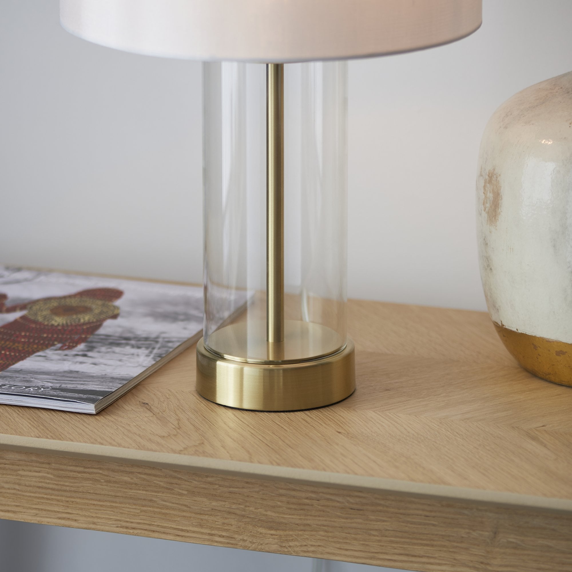 Endon Lessina Small Touch Table Lamp - Vintage White & Gold