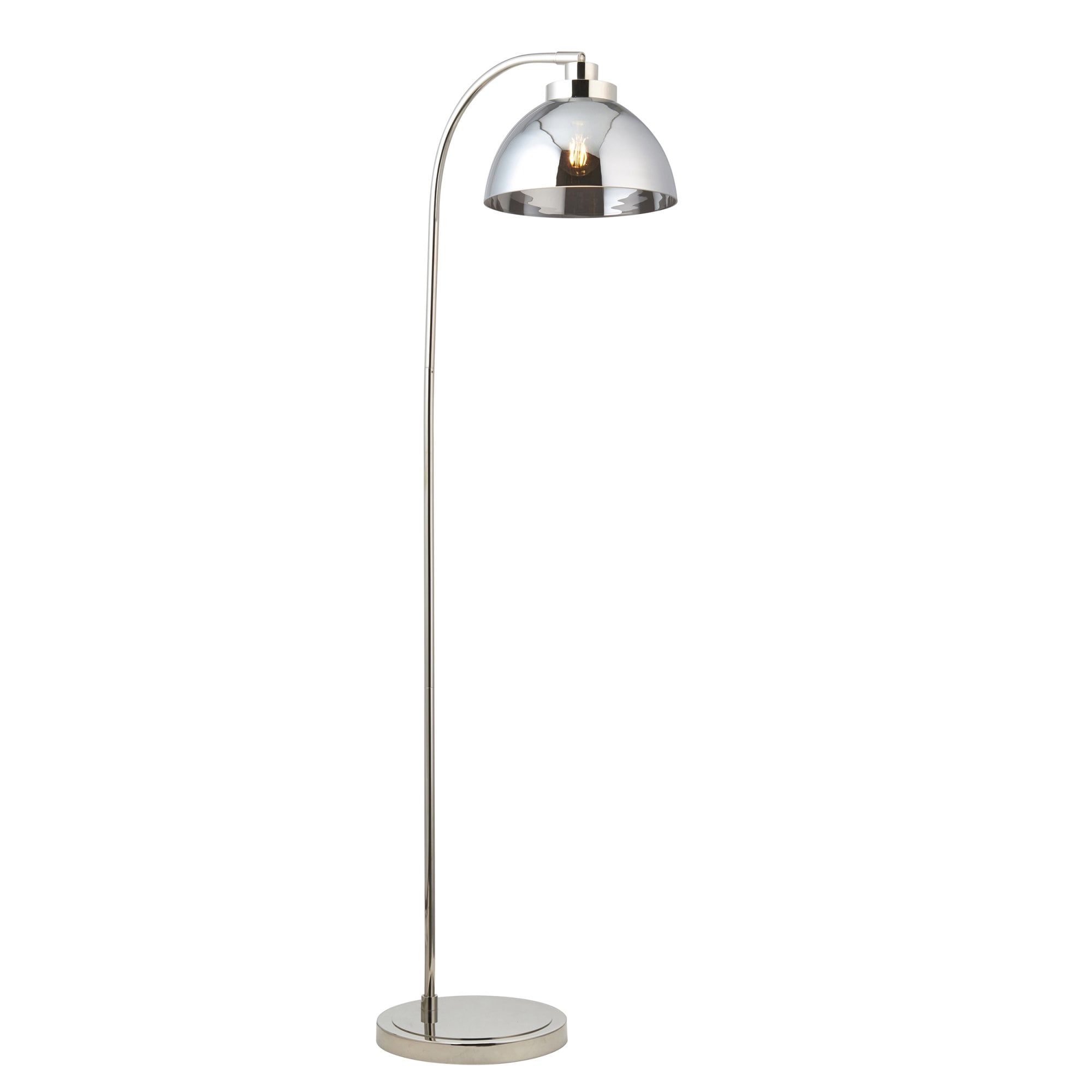 Endon Caspa Task Floor Lamp -  Bright Nickel & Smoked Mirror Glass