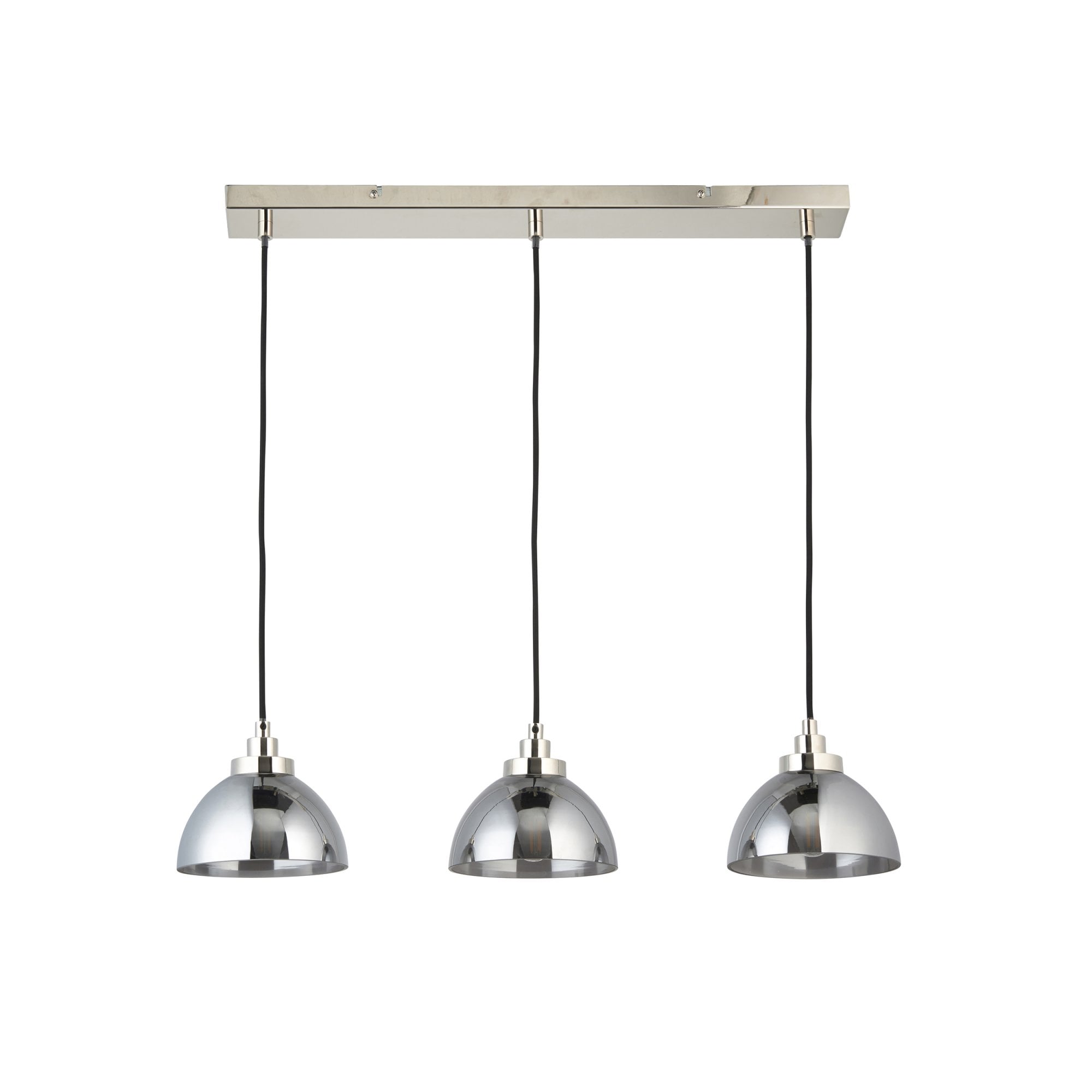 Endon Caspa 3 Light Linear Pendant -  Bright Nickel & Smoked Mirror Glass