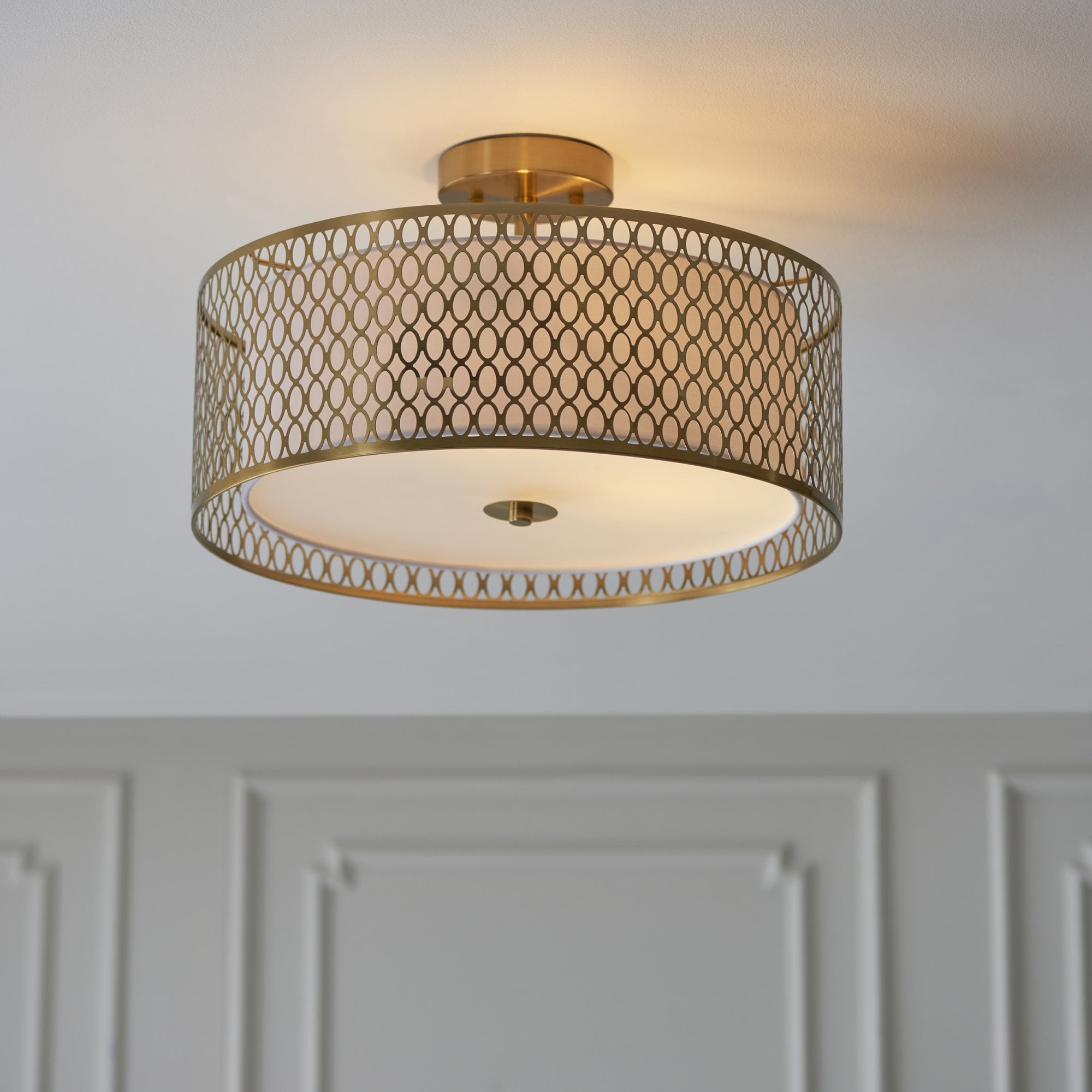 Endon Cordero 3 Light Flush Ceiling - Gold Plate
