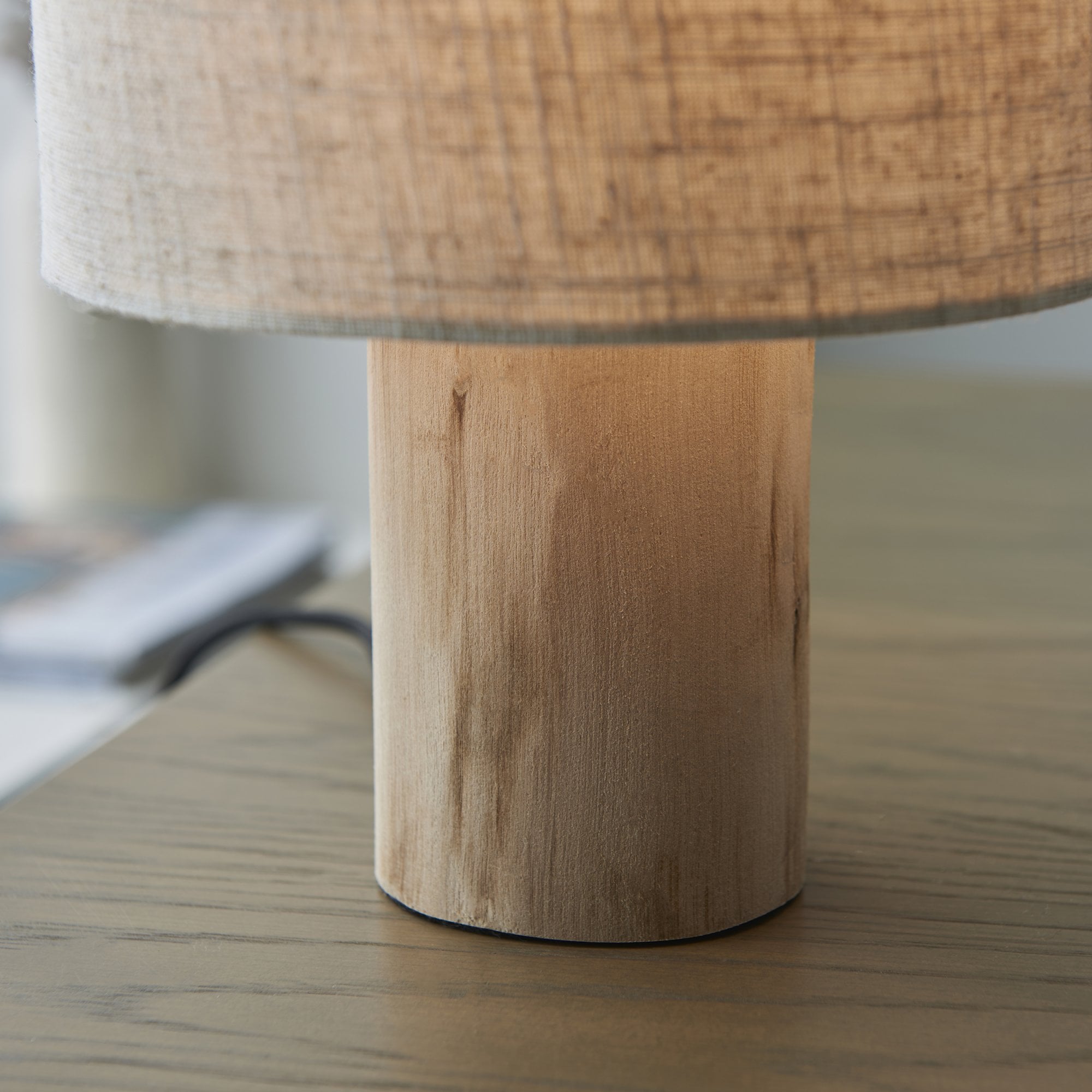Endon Durban Single Light Table Lamp - Natural Linen & Wood