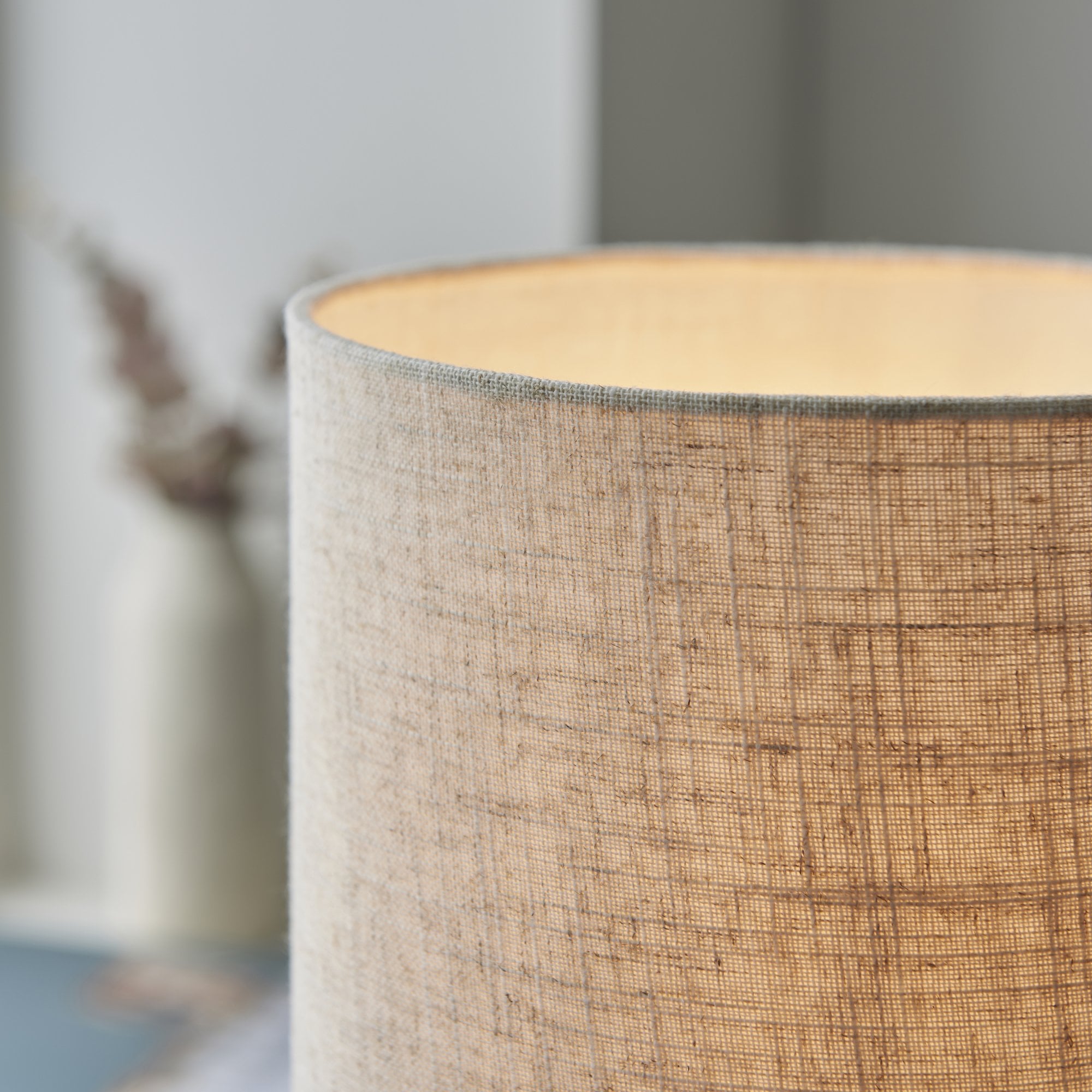 Endon Durban Single Light Table Lamp - Natural Linen & Wood