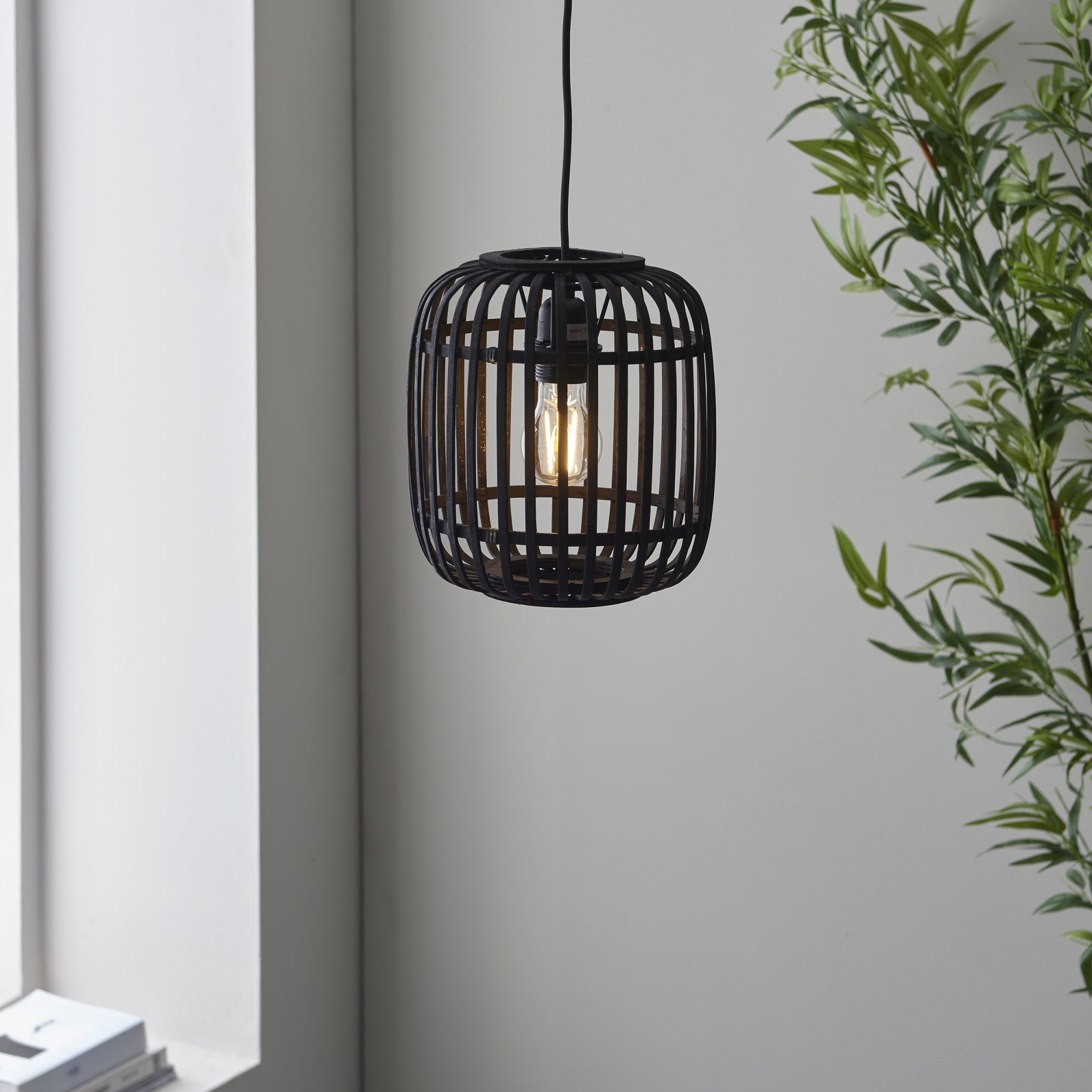 Endon Mathias Bamboo Single Light Pendant  - Dark Stained Bamboo