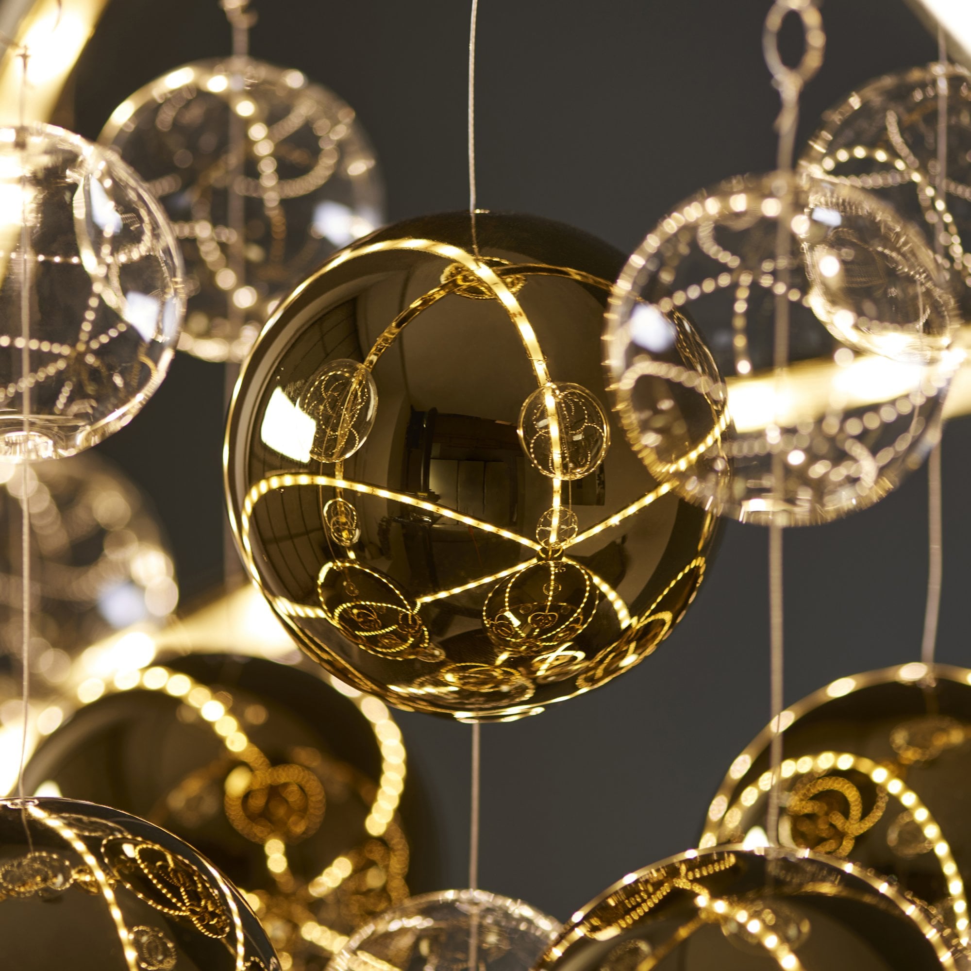 Endon Muni 480mm LED Pendant - Gold Effect Plate