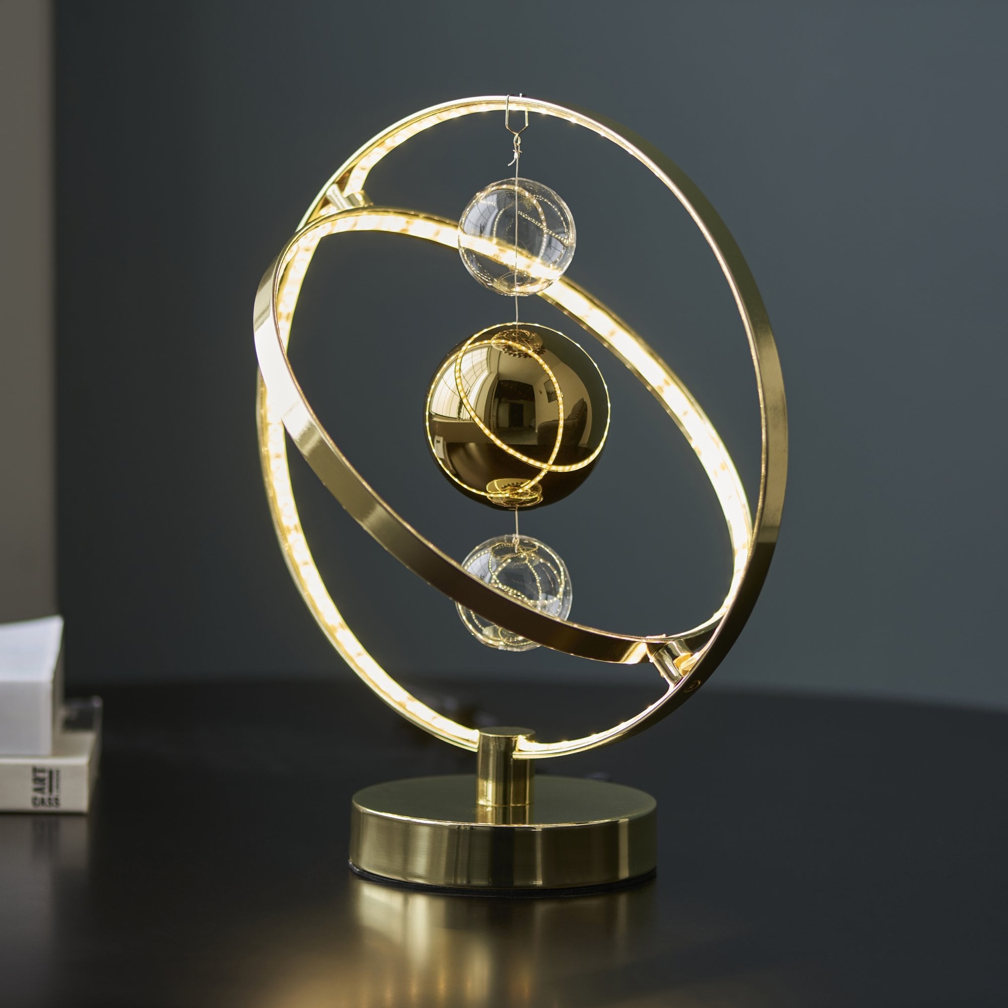 Endon Muni LED Table Lamp - Gold Effect Plate