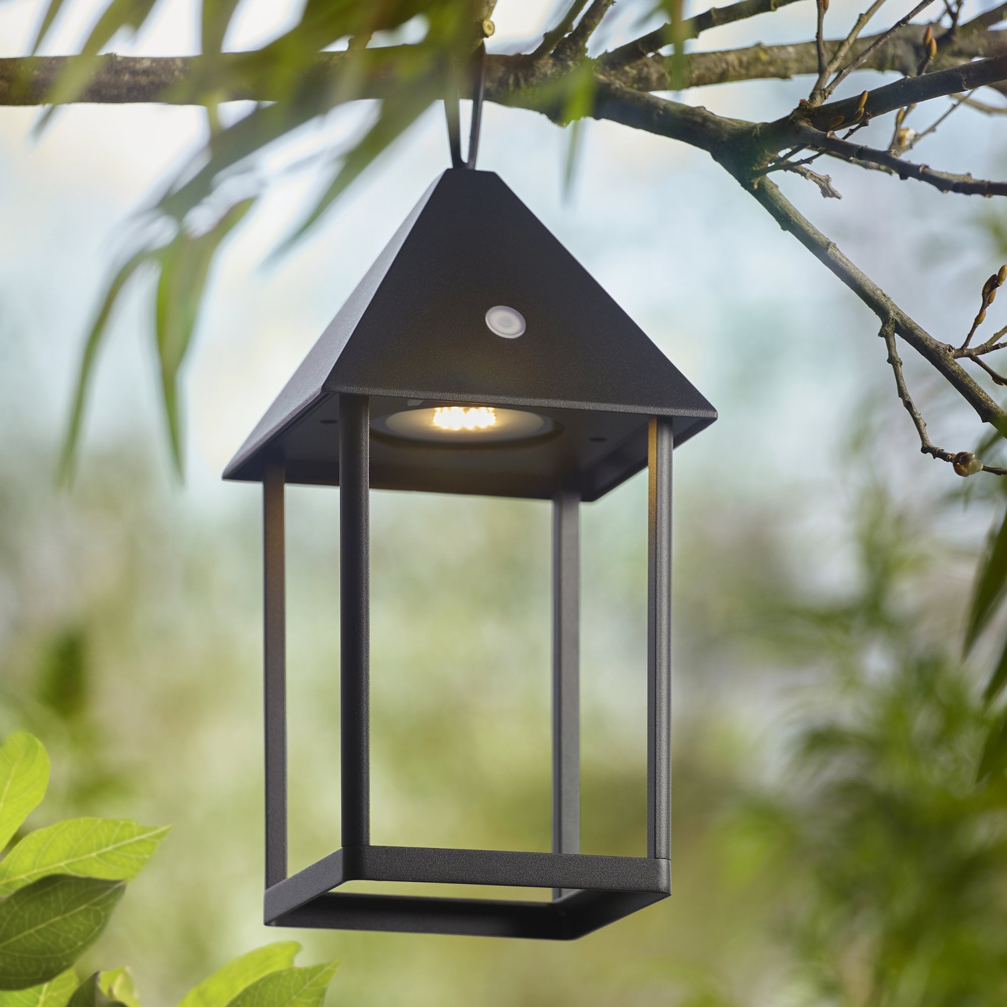 Endon Hoot Medium IP44 USB Table Lantern -  Matt Black