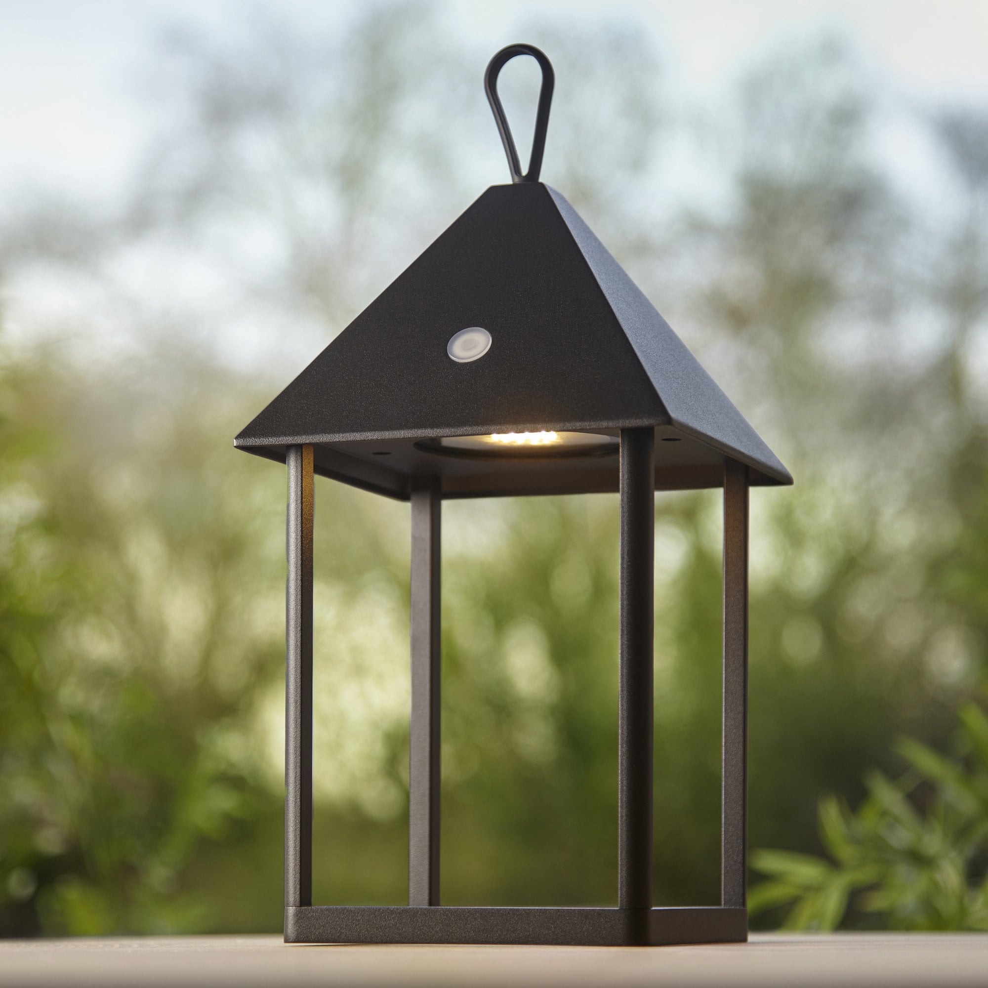 Endon Hoot Medium IP44 USB Table Lantern -  Matt Black