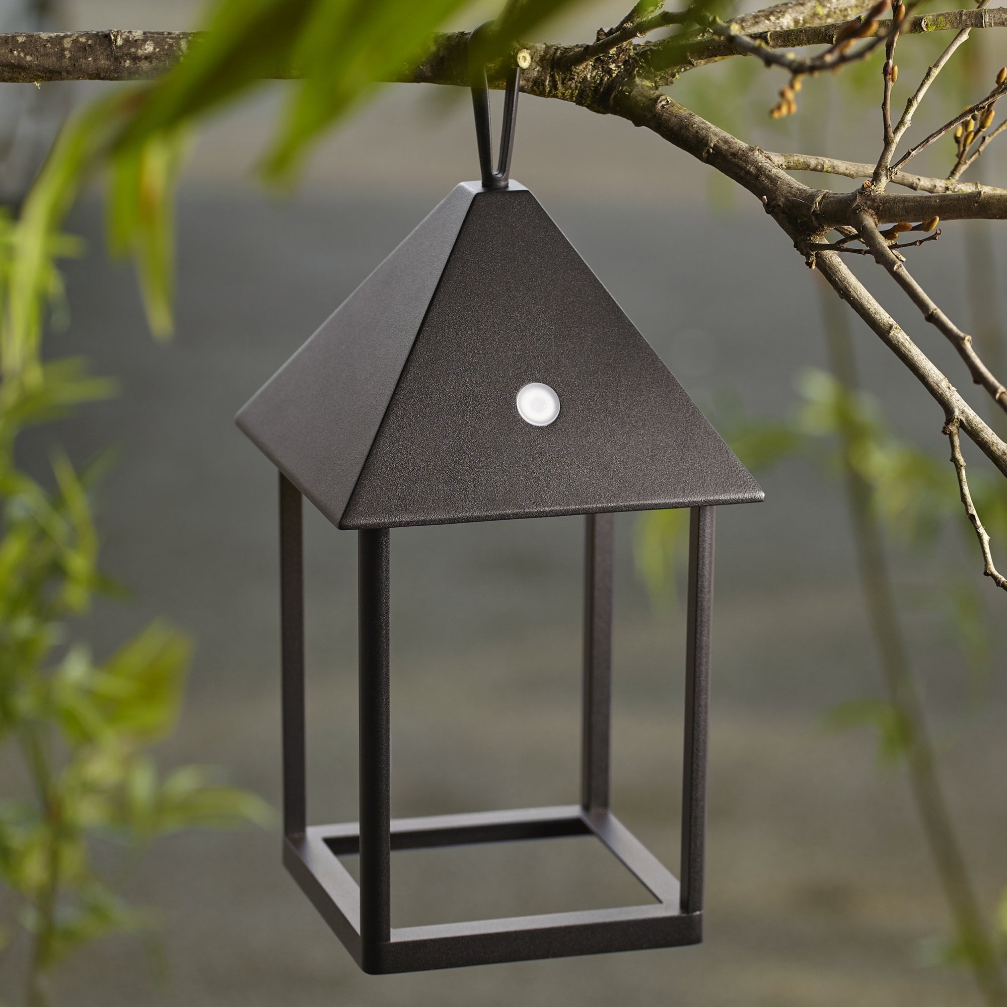 Endon Hoot Medium IP44 USB Table Lantern -  Matt Black