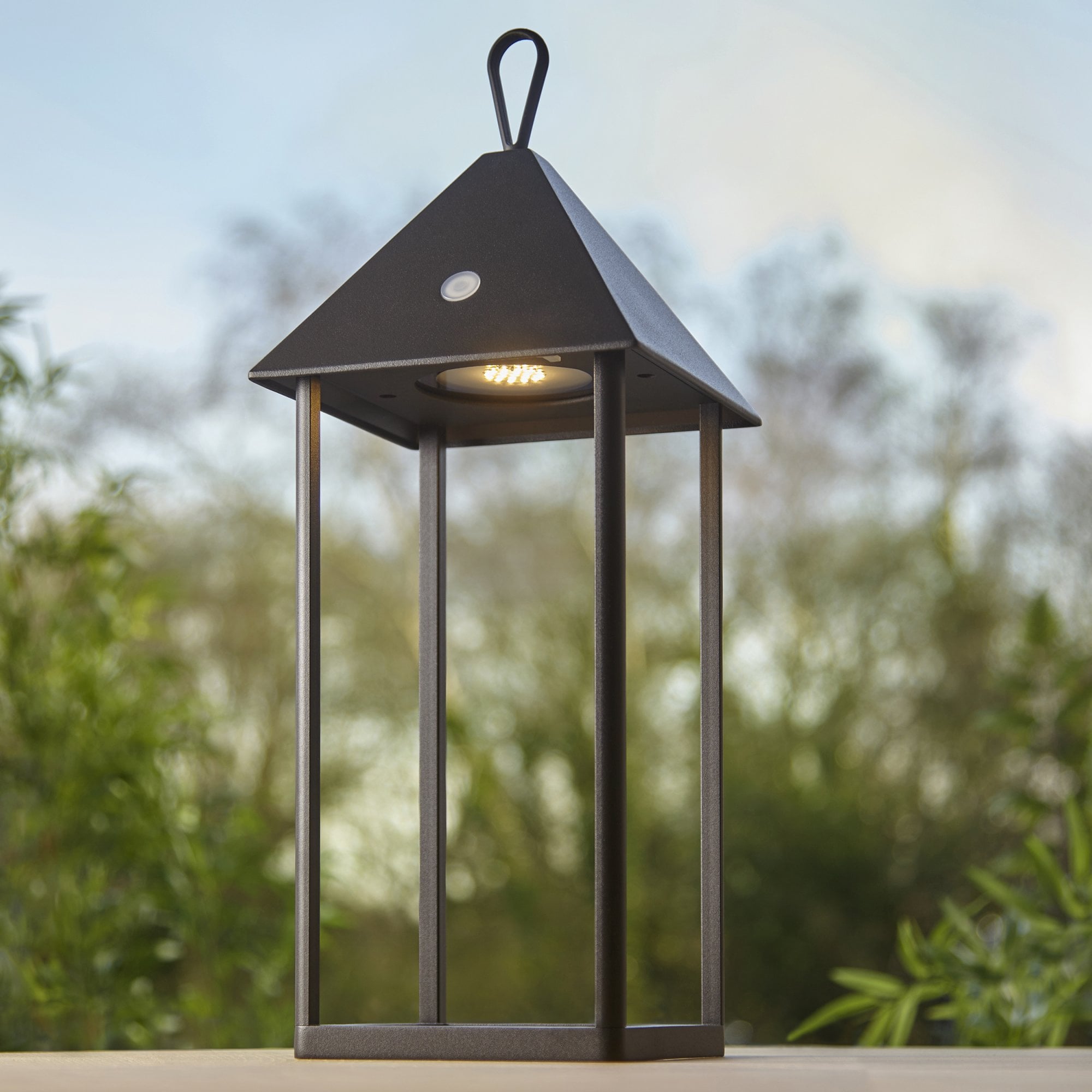 Endon Hoot Large USB IP44 Table Lantern -  Matt Black