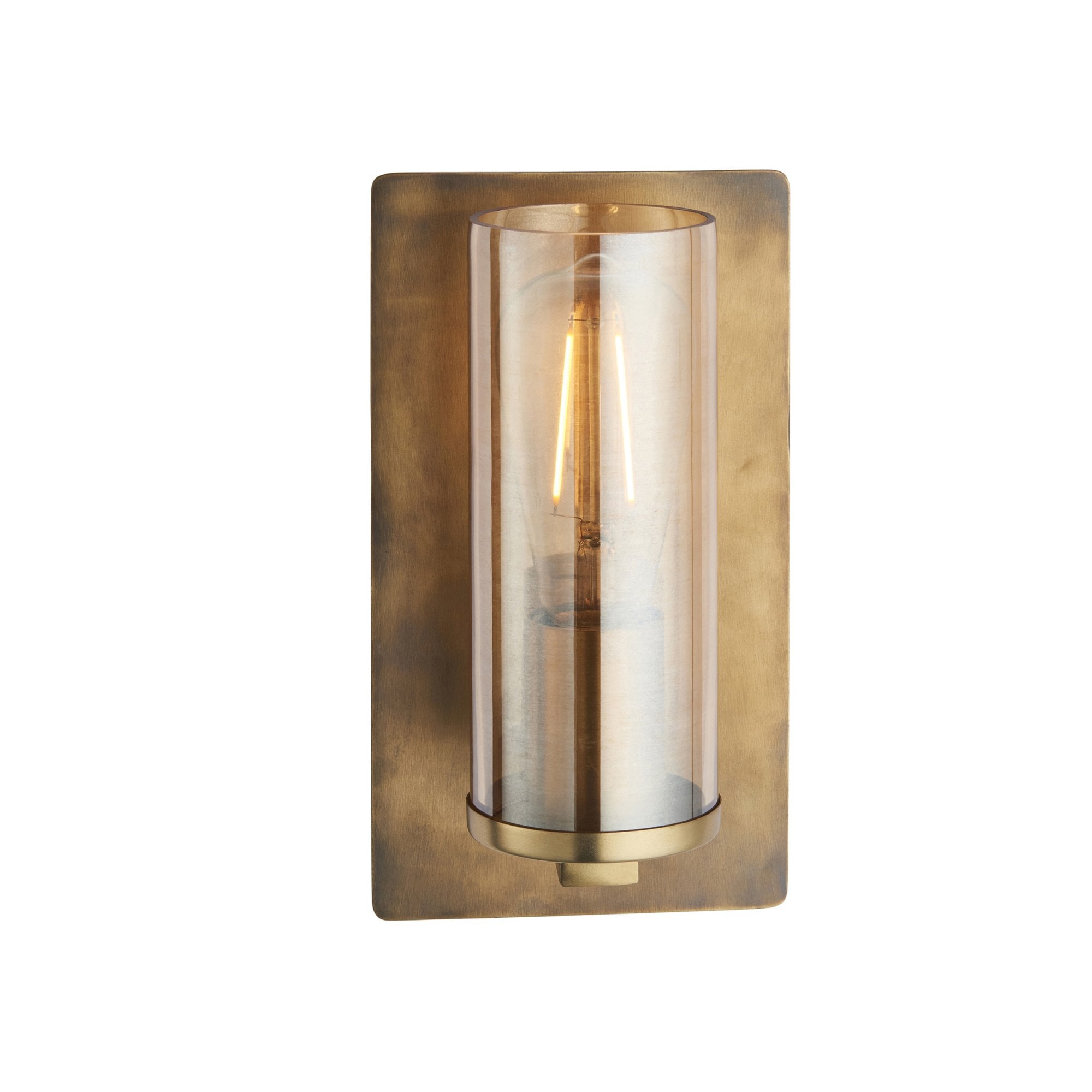 Utopia Swirl Wall Light - Brass Patina With Champagne Tinted Glass