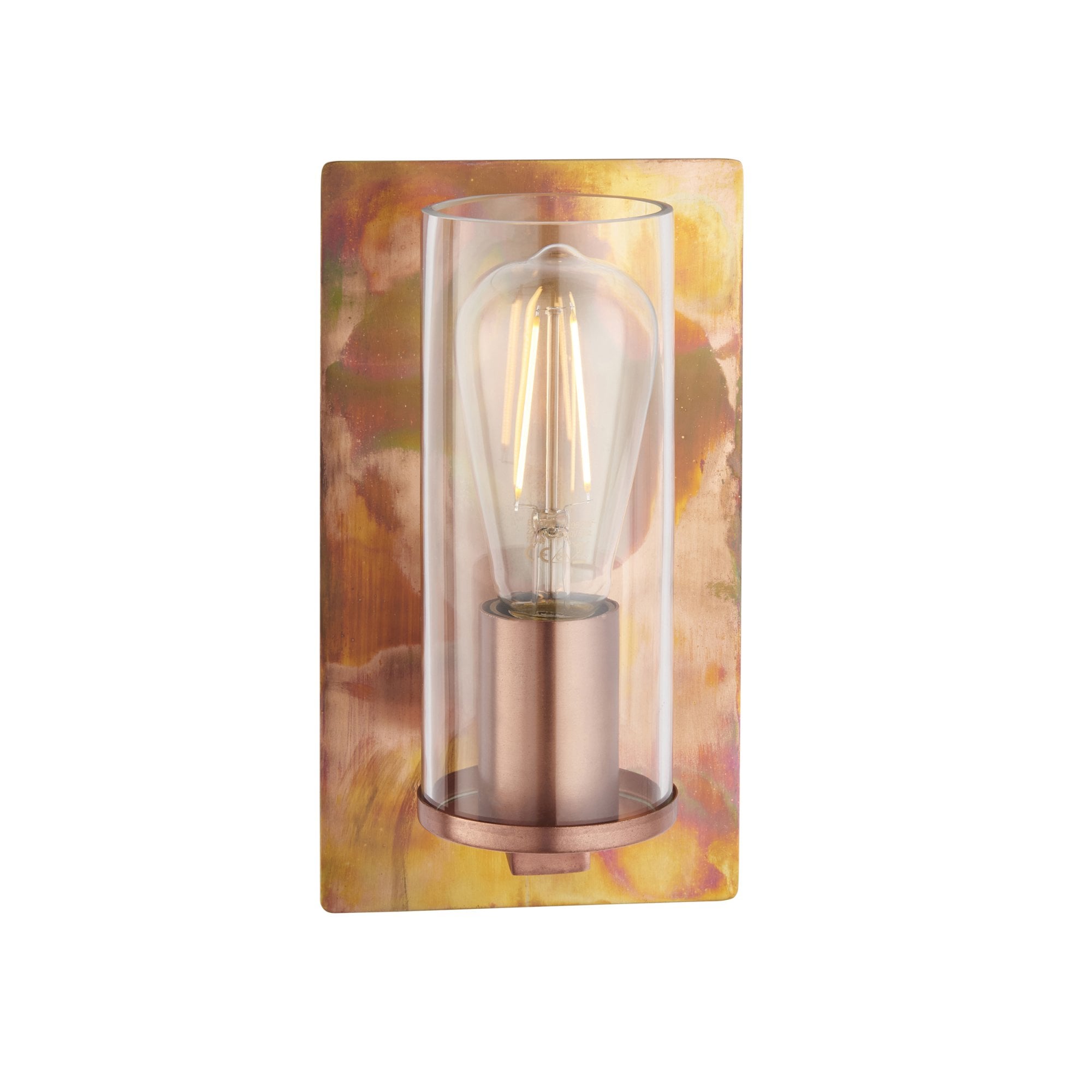 Utopia Swirl Wall Light - Copper Patina And Clear Glass