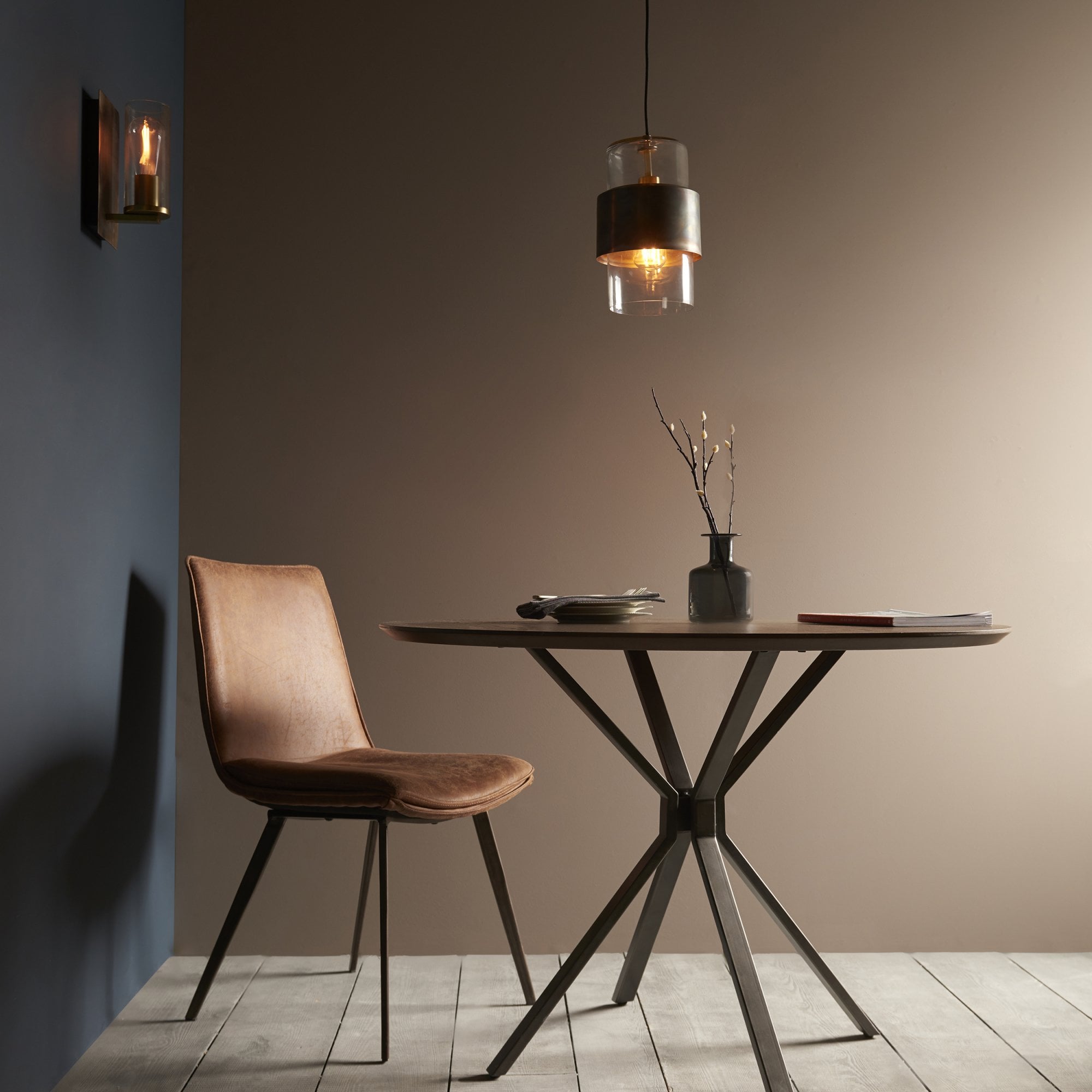 Utopia Swirl Single Pendant - Bronze Patina With Clear Glass