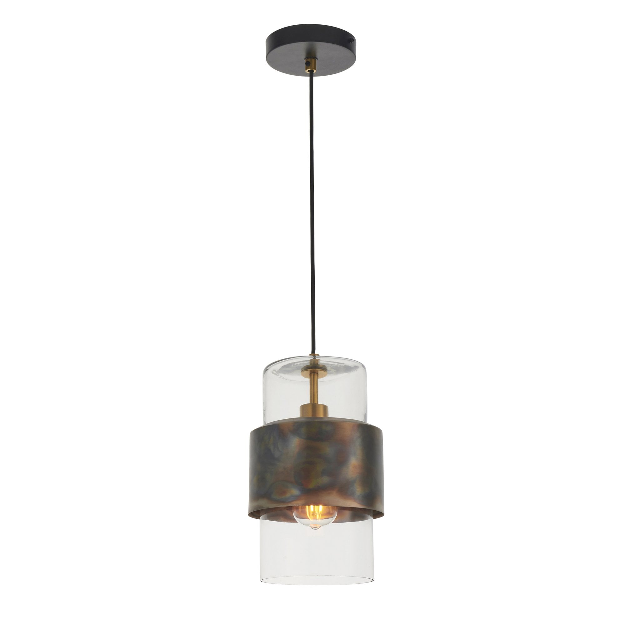 Utopia Swirl Single Pendant - Bronze Patina With Clear Glass