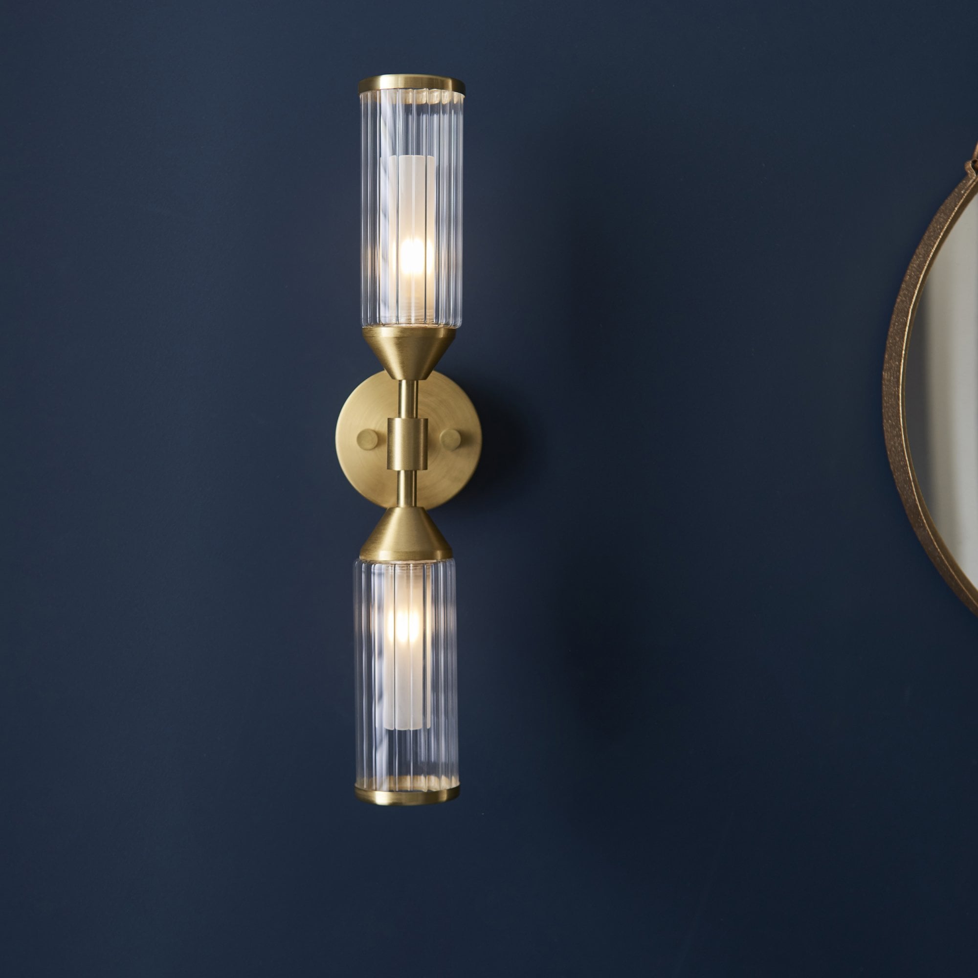 Utopia Matrix 2 Light Wall Light - Satin Brass