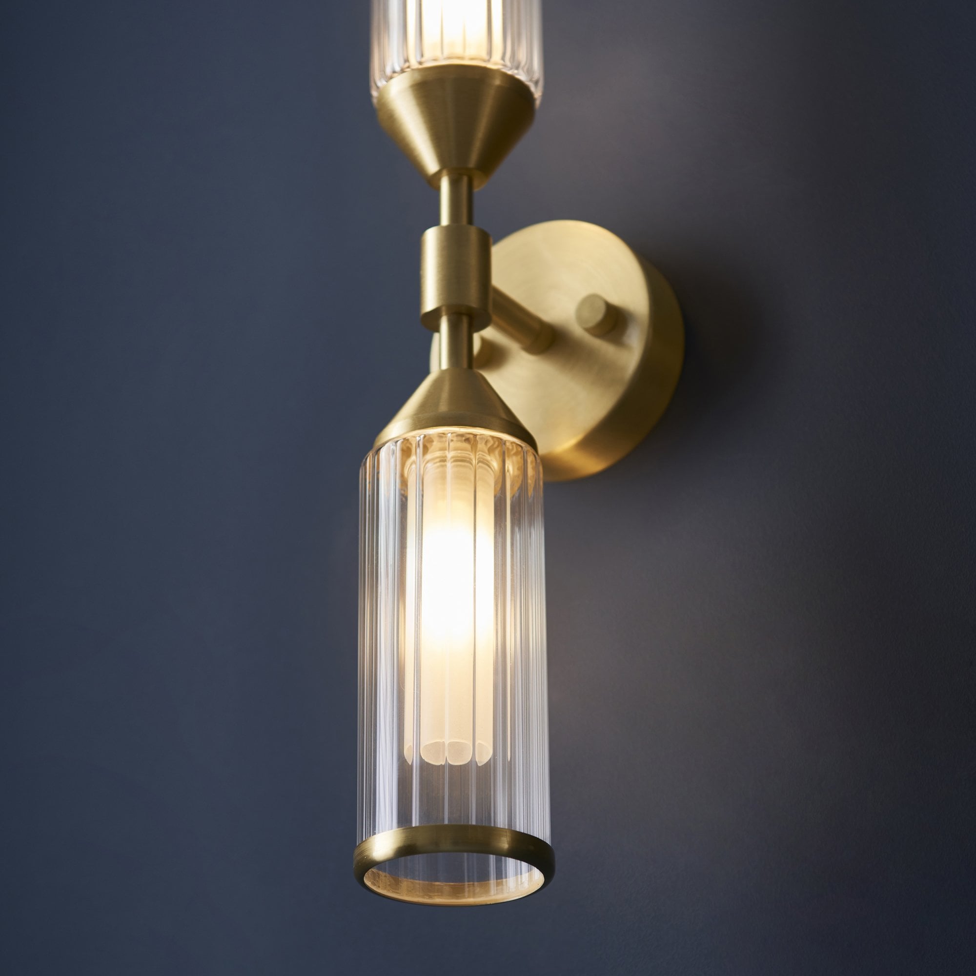 Utopia Matrix 2 Light Wall Light - Satin Brass