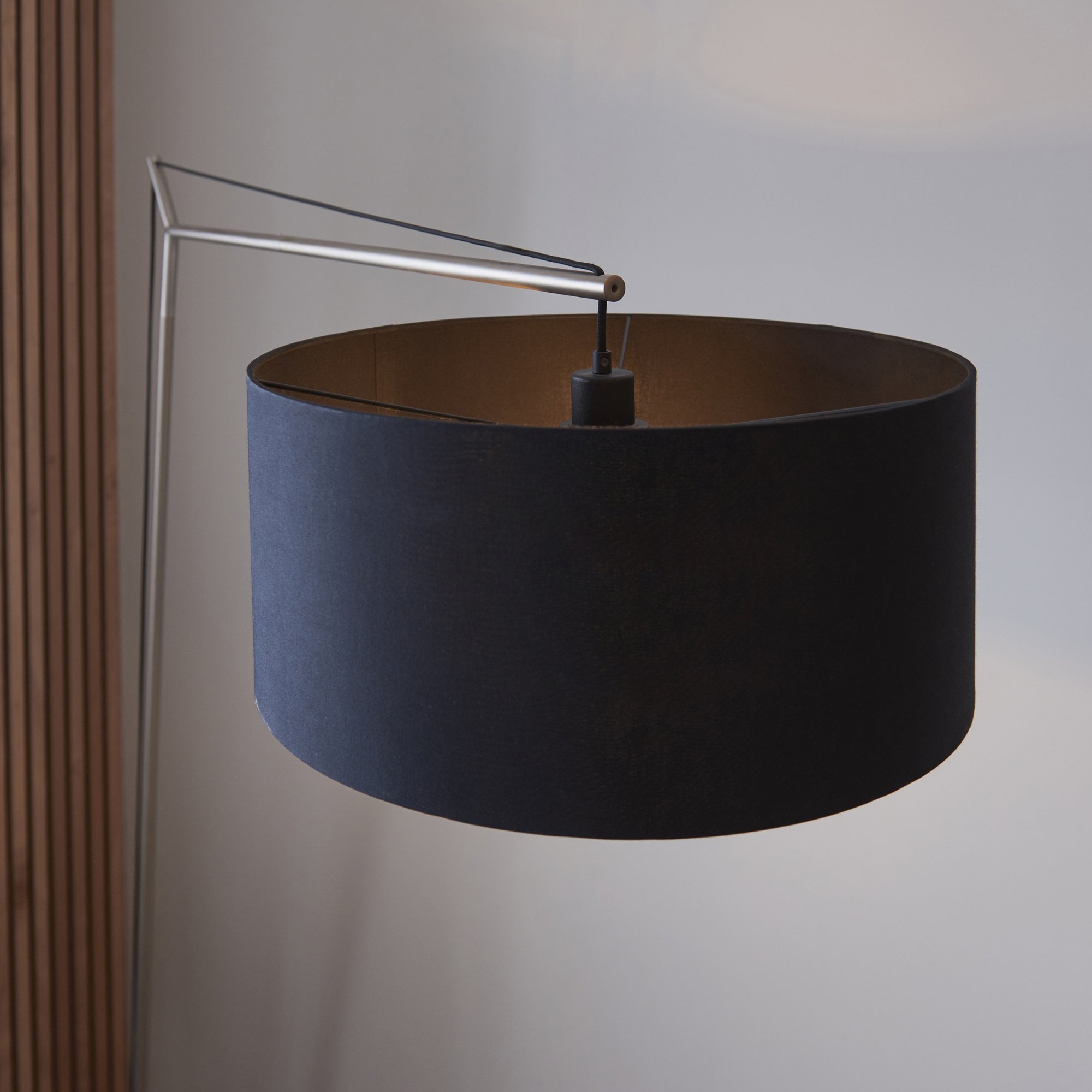 Utopia Point Floor Lamp - Matt Nickel And Black Shade