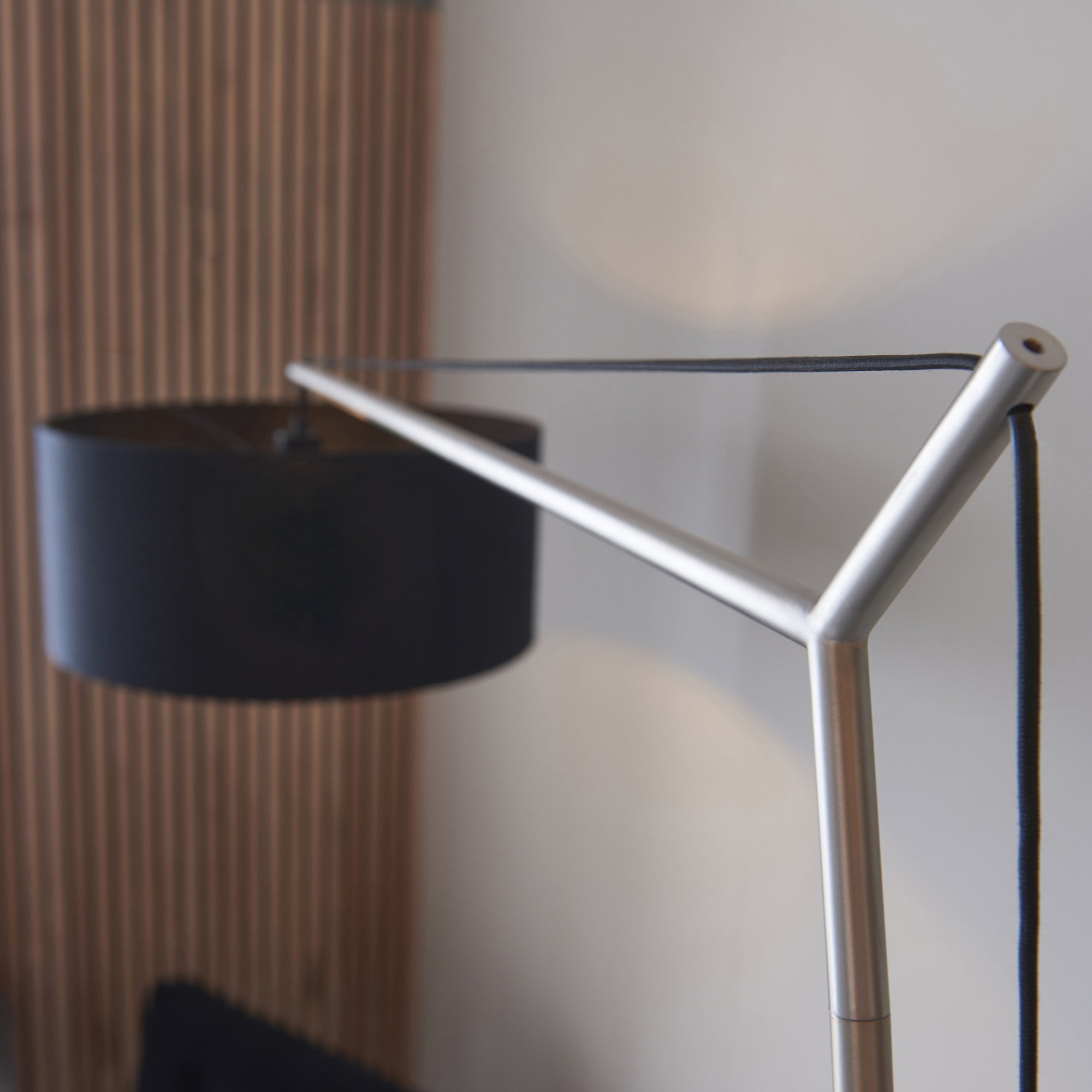 Utopia Point Floor Lamp - Matt Nickel And Black Shade
