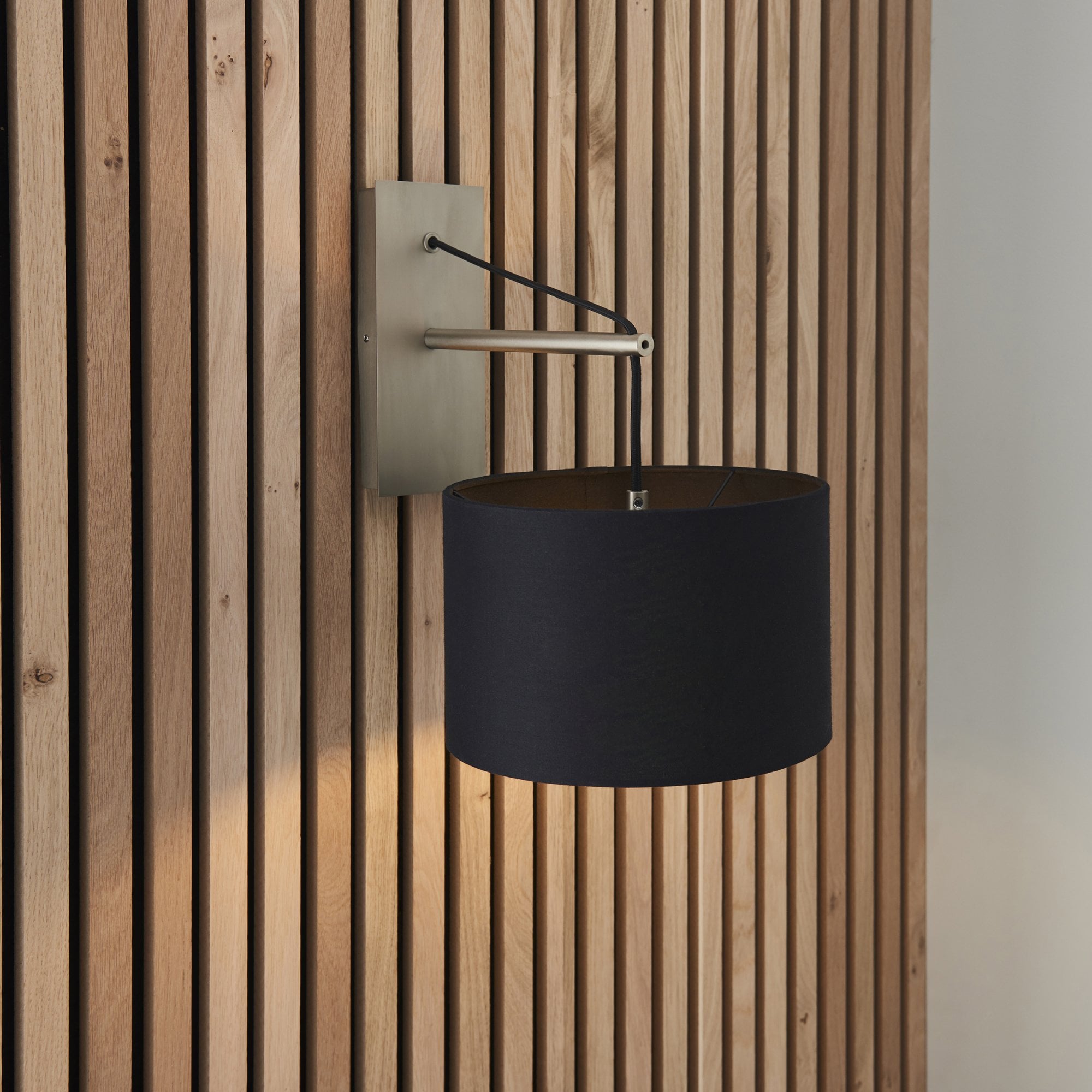 Utopia Point Wall Light - Matt Nickel And Black Shade