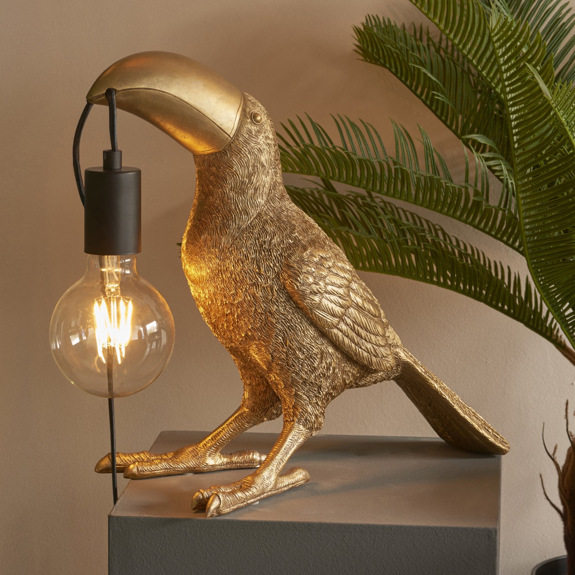 Endon Beaky The Toucan Table Lamp - Vintage Gold