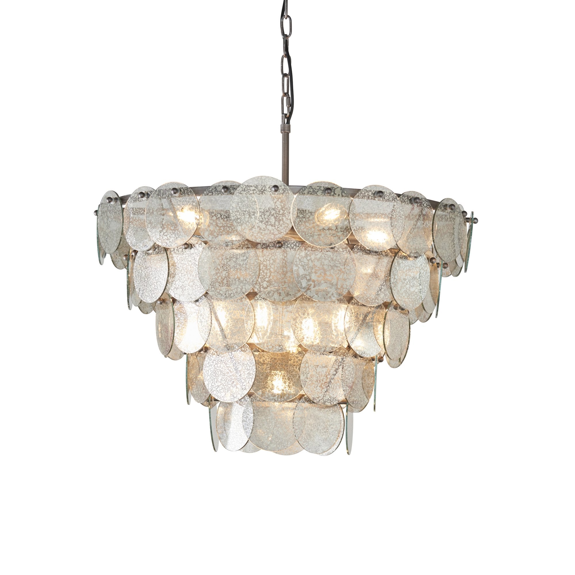 Utopia Scale 9 Light Pendant Chandelier - Antique Silver - 62cm Diameter