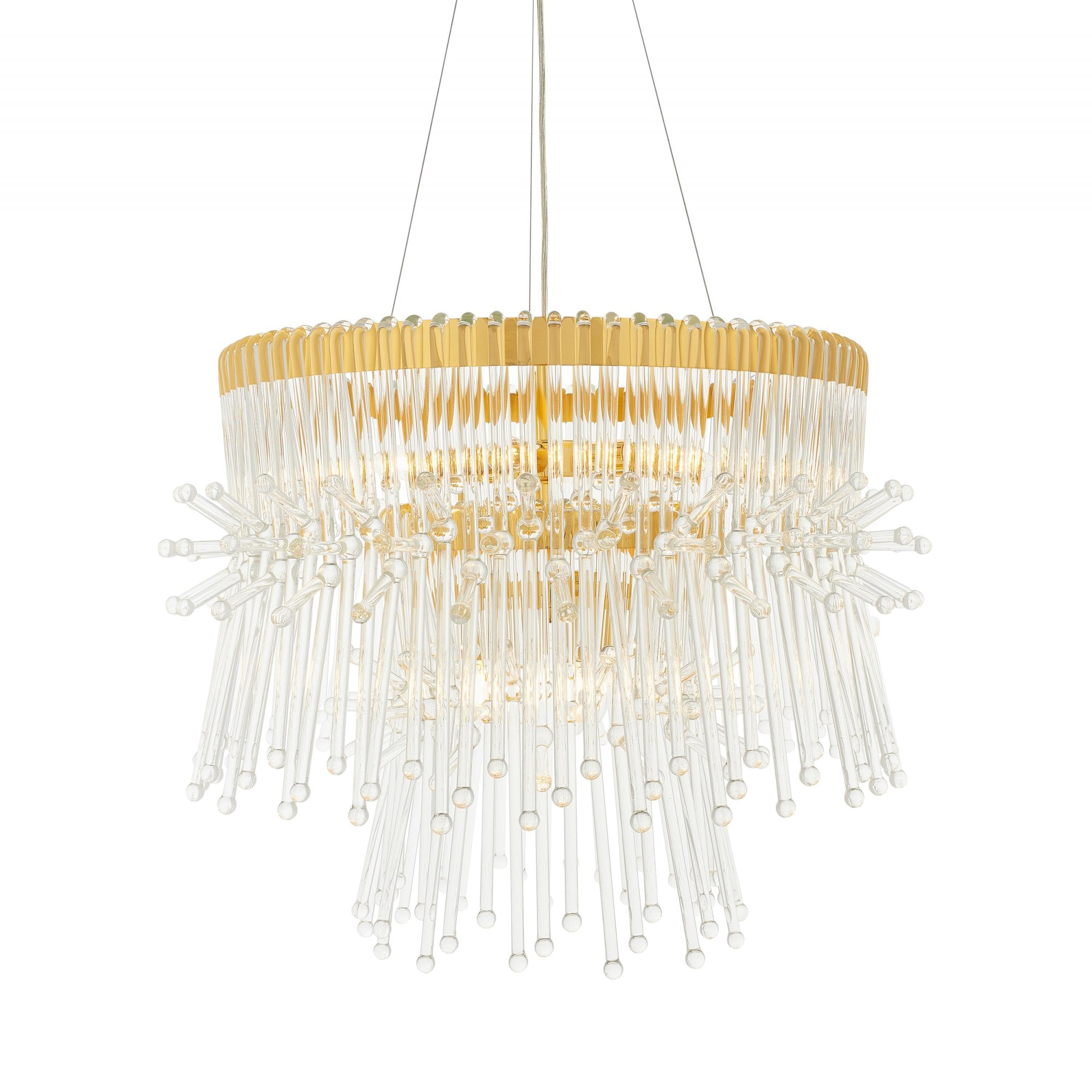 Utopia Glam 9 Light Pendant Chandelier - Polished Gold With Clear Glass - 76cm Diameter