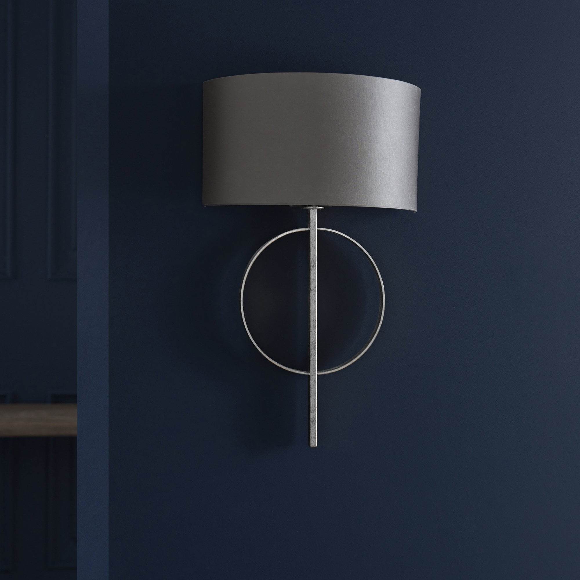 Utopia Interlink Wall Light - Antique Silver Leaf With Mink Shade