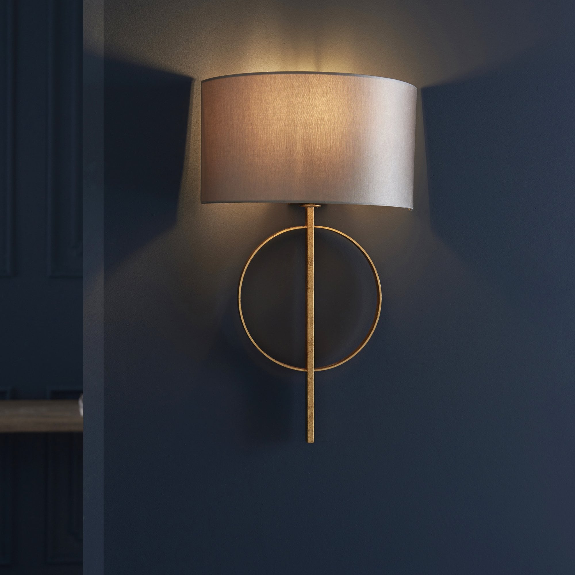 Utopia Interlink Wall Light - Antique Gold With Mink Shade