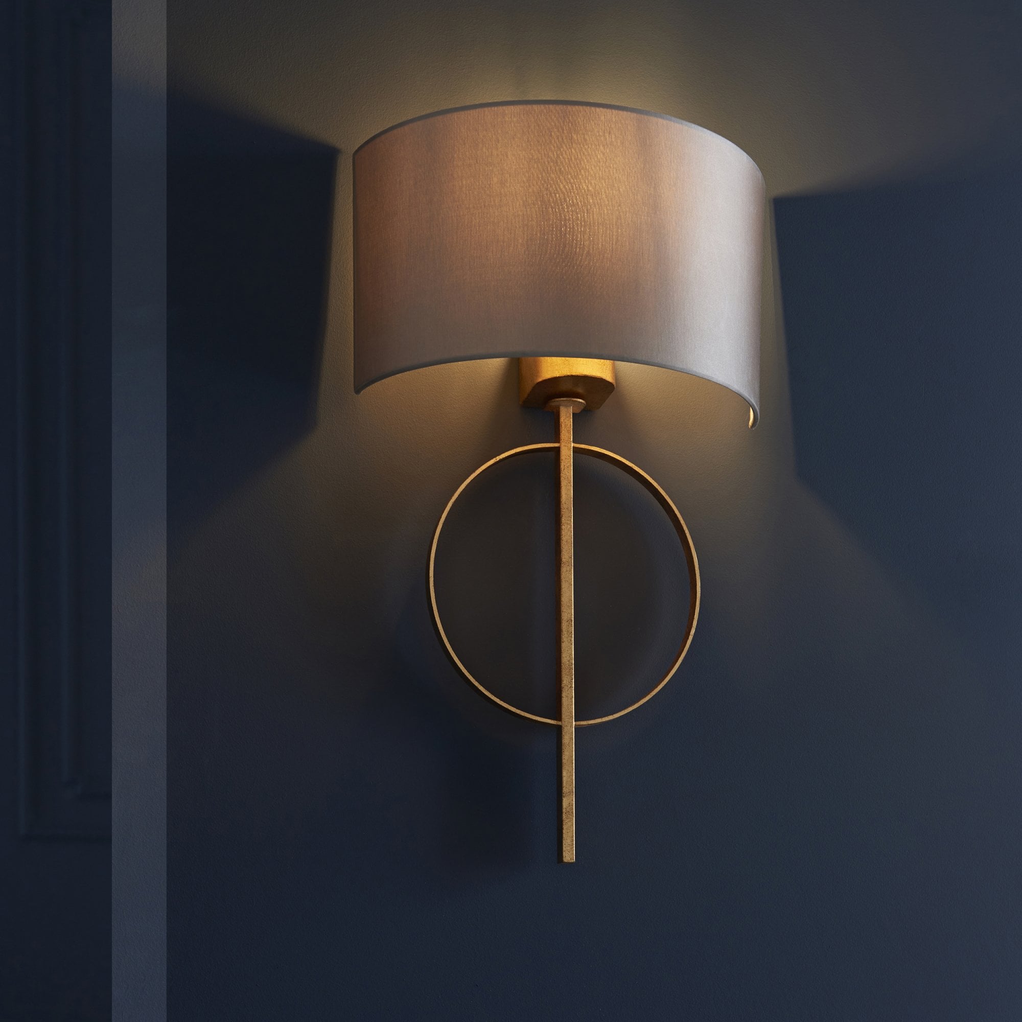 Utopia Interlink Wall Light - Antique Gold With Mink Shade