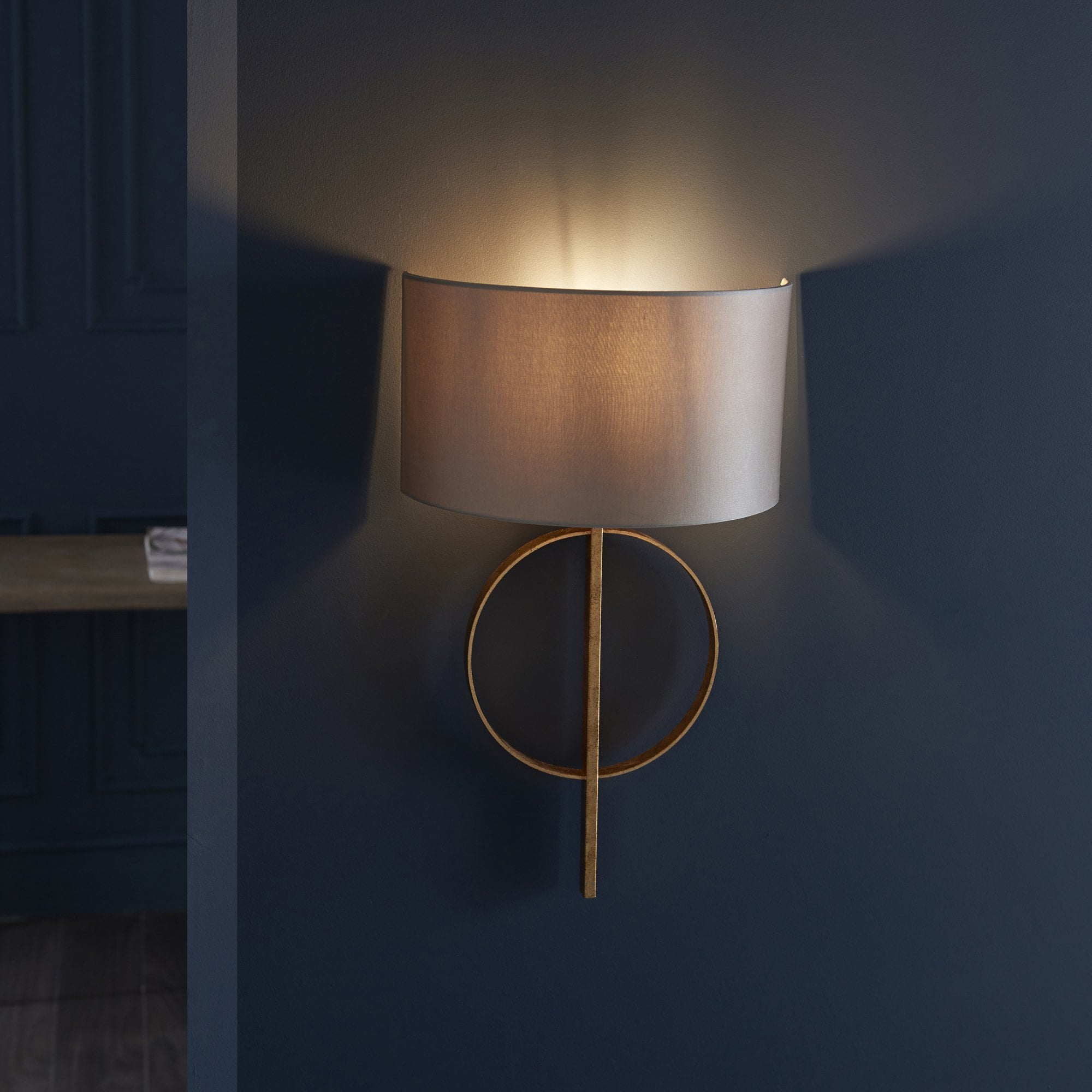 Utopia Interlink Wall Light - Antique Gold With Mink Shade