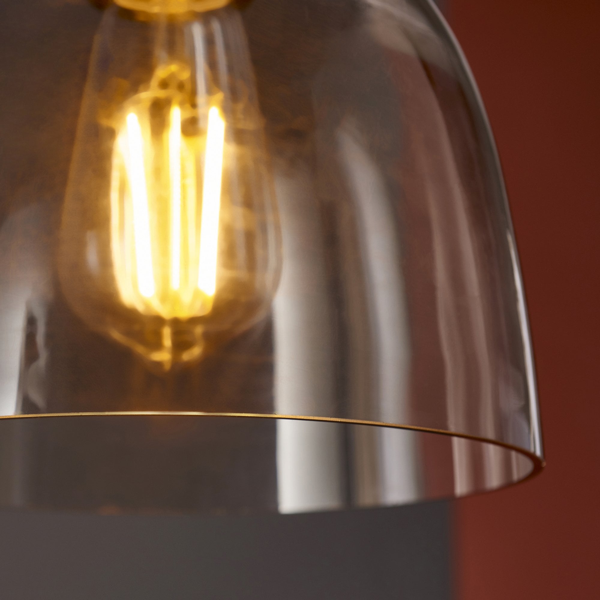 Utopia Metallic Single Pendant - Black Chrome With Smoked Grey Tinted Glass