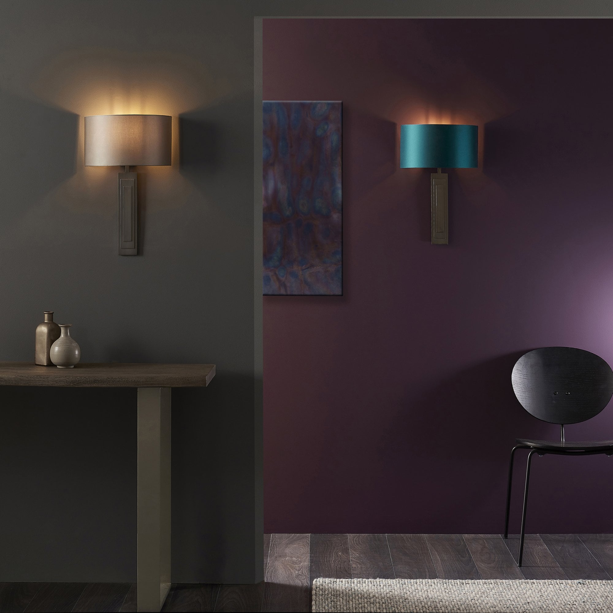 Utopia Art Deco Wall Light - Brushed Bronze And Mink Shade