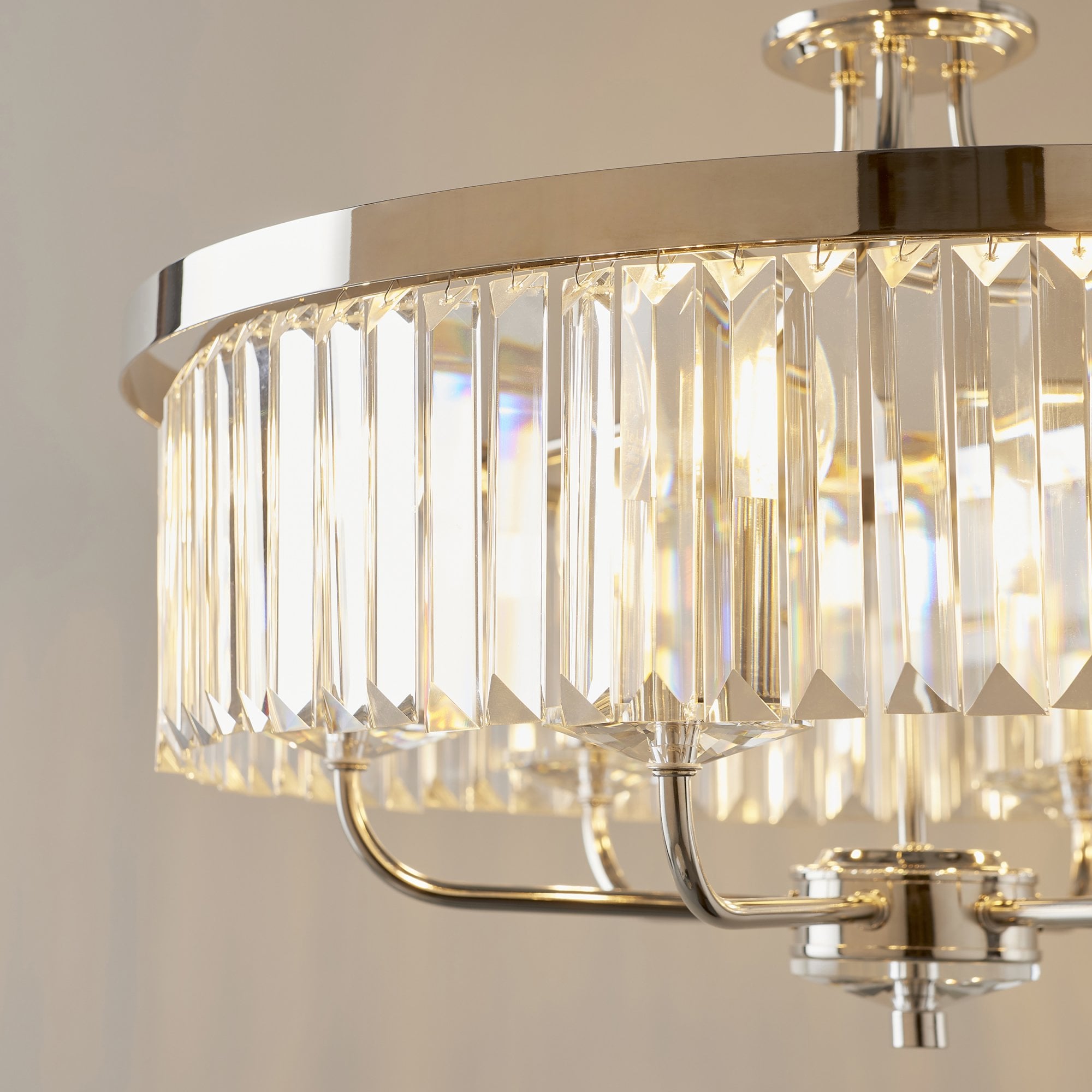 Utopia Martini 6 Light Pendant Chandelier - Bright Nickel And Clear Glass - 55cm Diameter