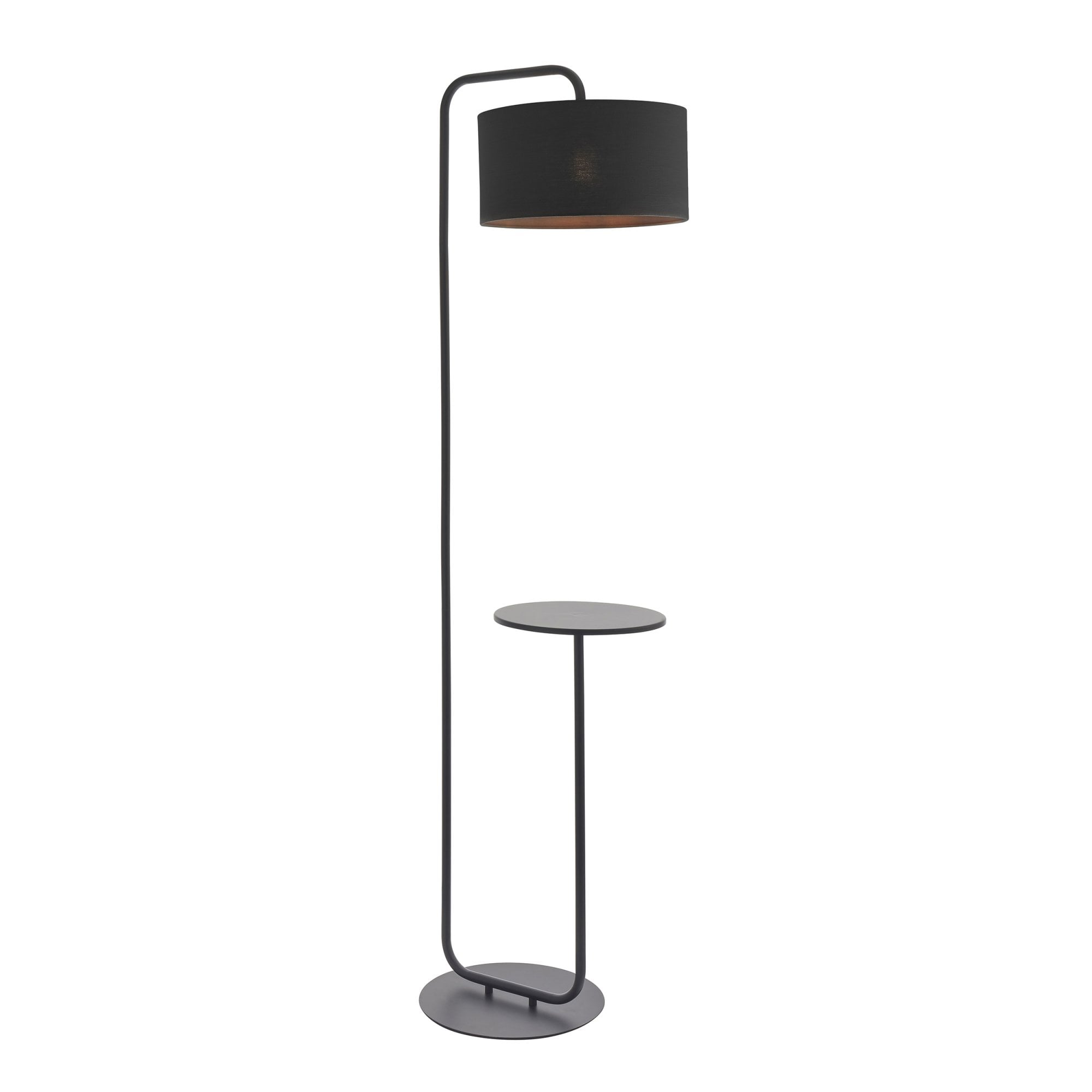 Utopia The Modern Floor Lamp With Table - Satin Black With Black Shade