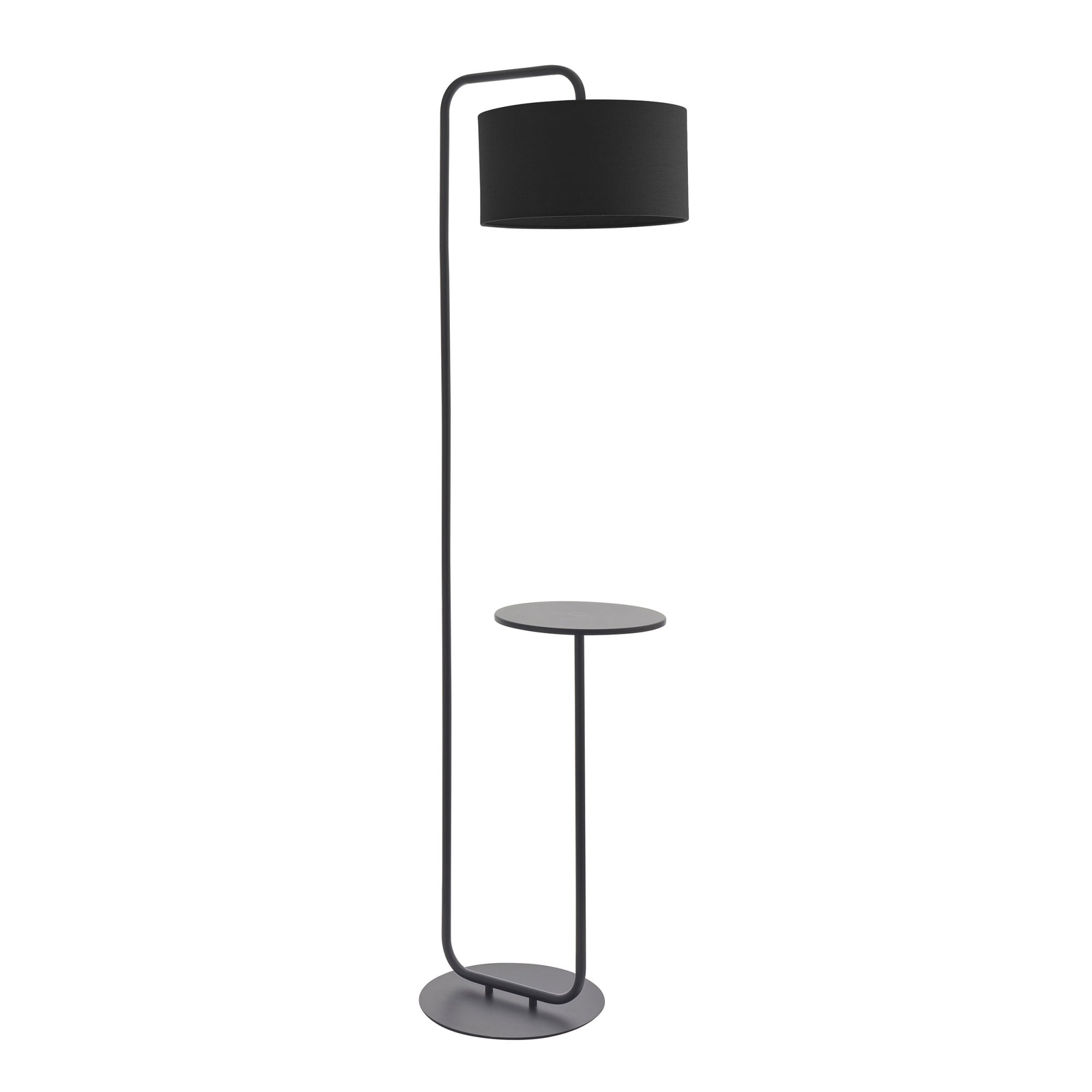 Utopia The Modern Floor Lamp With Table - Satin Black With Black Shade