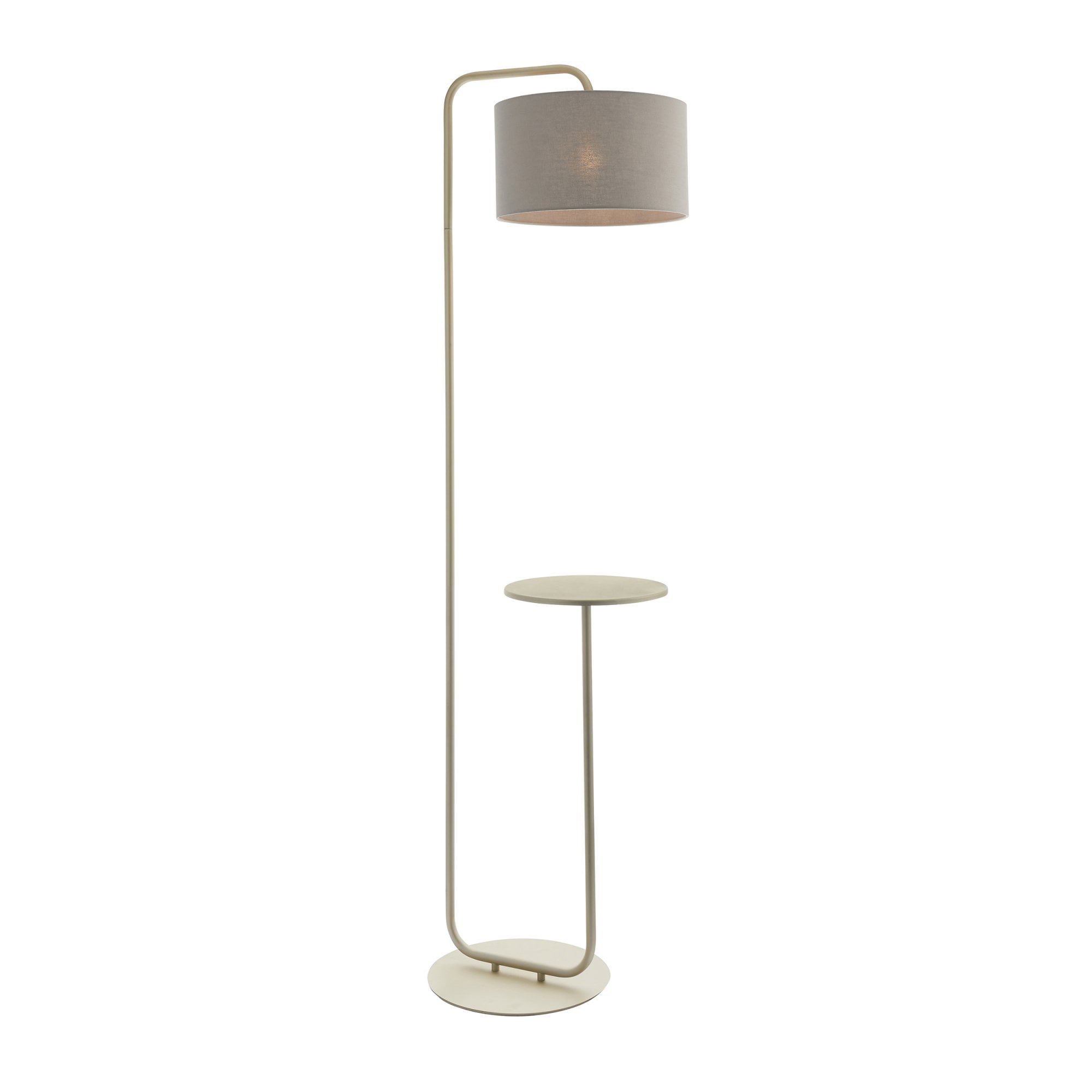 Utopia The Modern Floor Lamp With Table - Satin Champagne With Slate Grey Shade