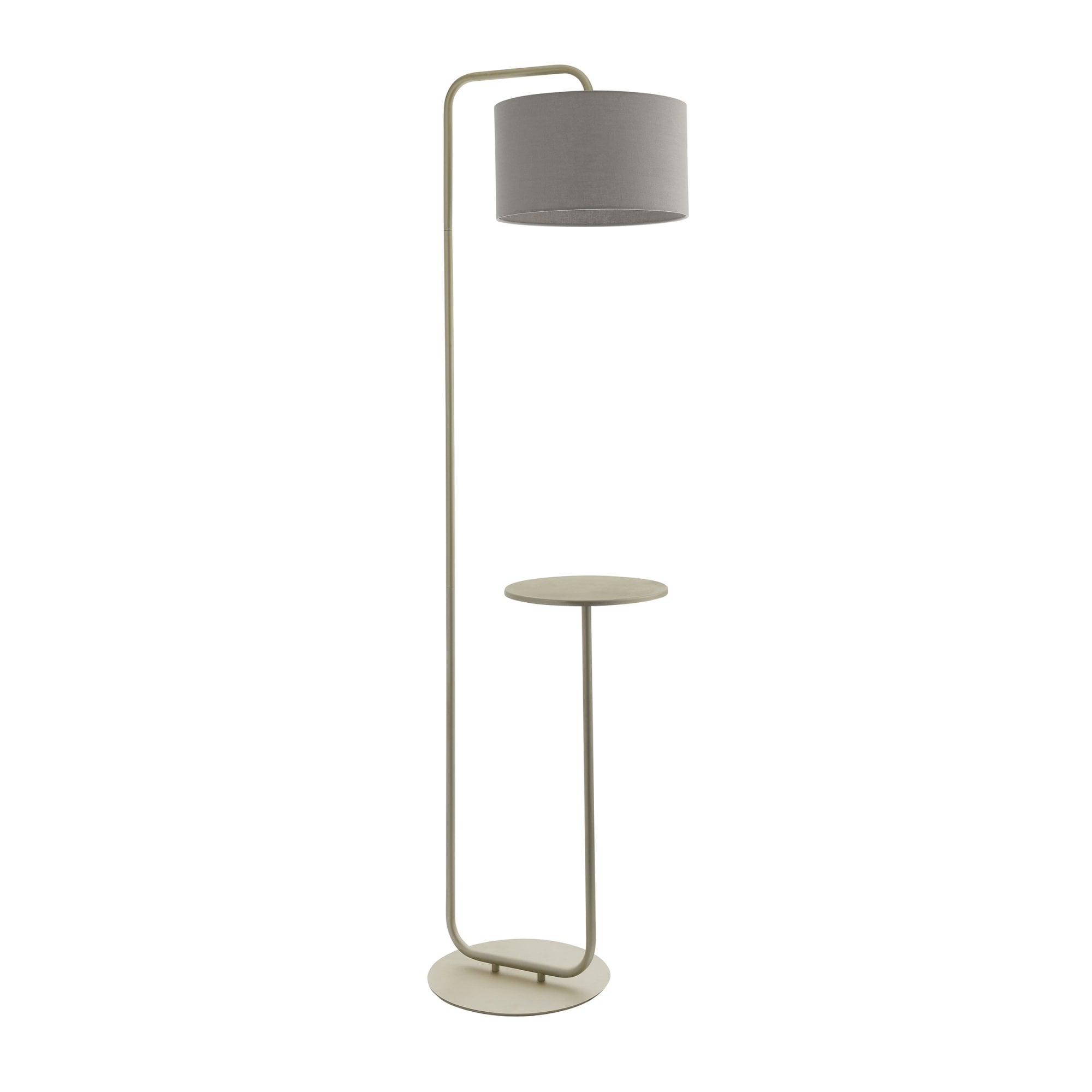 Utopia The Modern Floor Lamp With Table - Satin Champagne With Slate Grey Shade